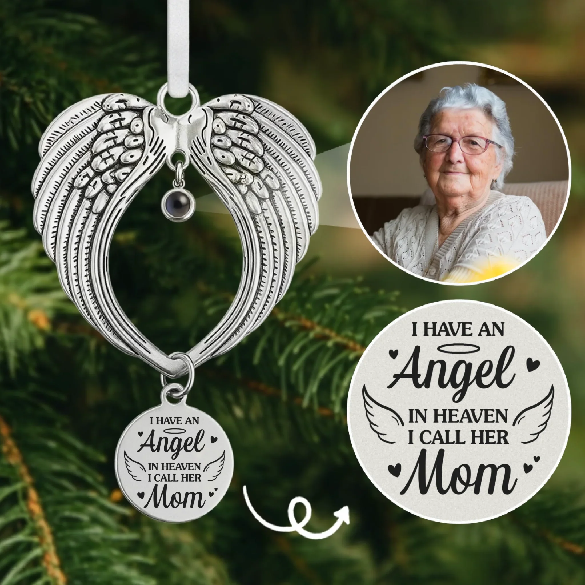 Custom Photo Projection Ornament With Charm - Personalized Christmas Memorial Sympathy Gifts For Loss Of Mom, Dad - Love Endures Beyond The Years - Robaser