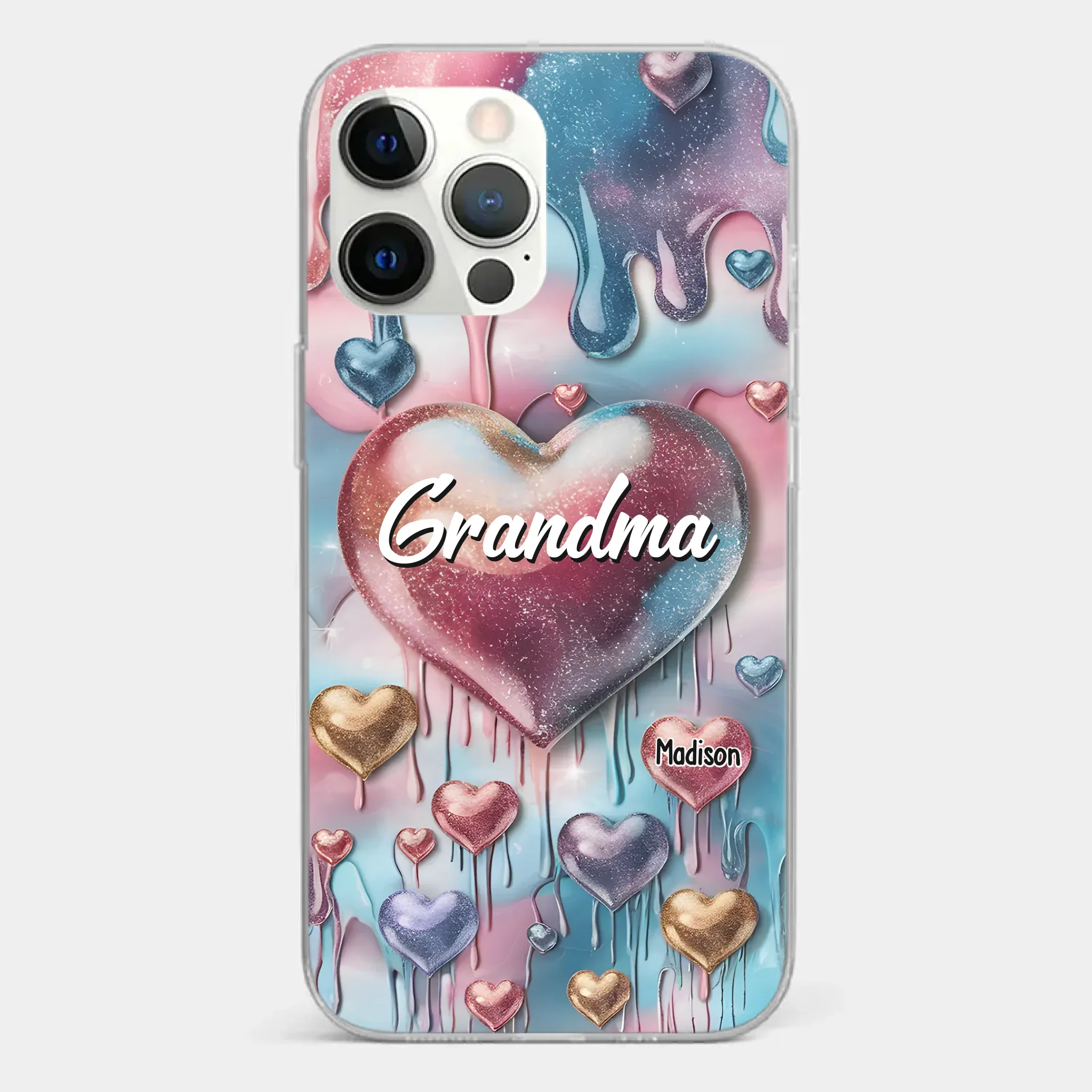 Forever In Grandmother's Heart - Family Personalized Custom 3D Inflated Effect Printed Clear Phone Case - Gift For Mom, Grandma - Robaser