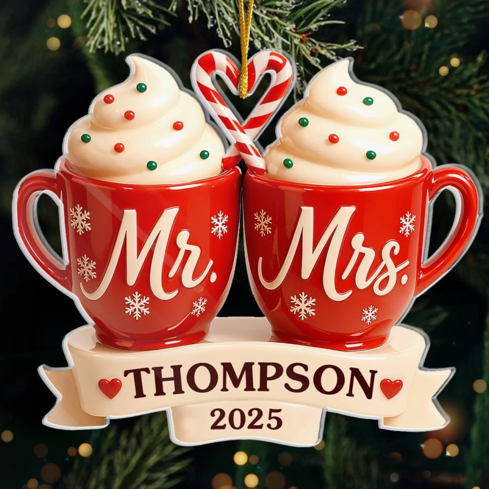 Custom Acrylic Ornament - Personalized Anniversary Christmas Wedding Gifts For Husband And Wife, Him And Her - Toasting Love This Christmas - Robaser