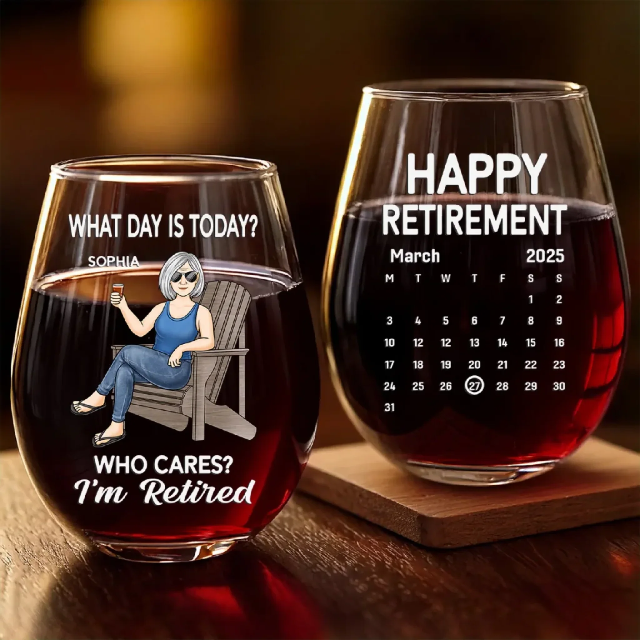 Time To Enjoy What Matters Most - Personalized Custom Wine Glass - Appreciation, Retirement Gift For Yourself, Best Friends, Siblings, Family Members, Coworkers - Robaser