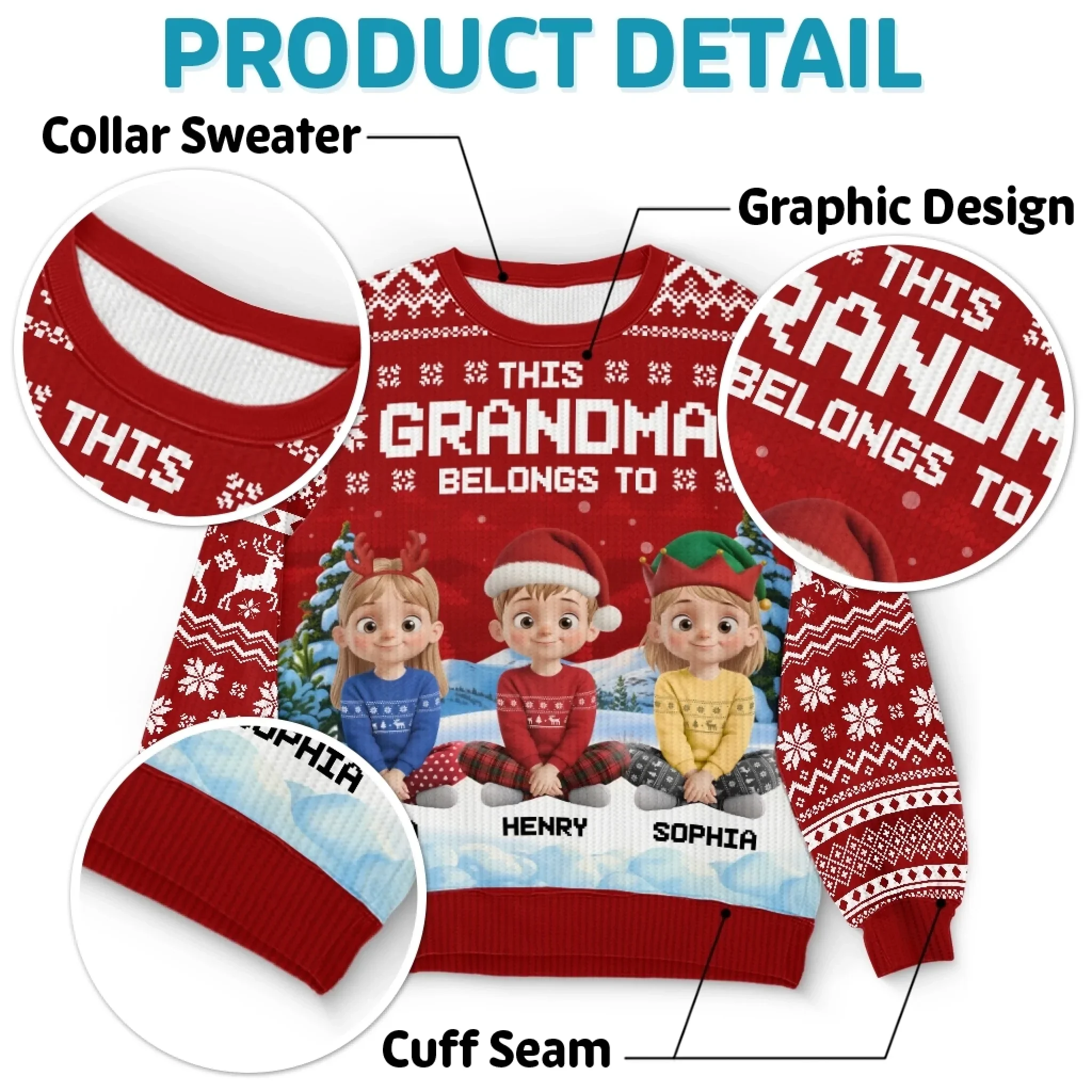 Custom Unisex Ugly Sweatshirt - Personalized Christmas Birthday Gifts For Mom, Grandma - Joyful Hearts Gather This Christmas - Robaser