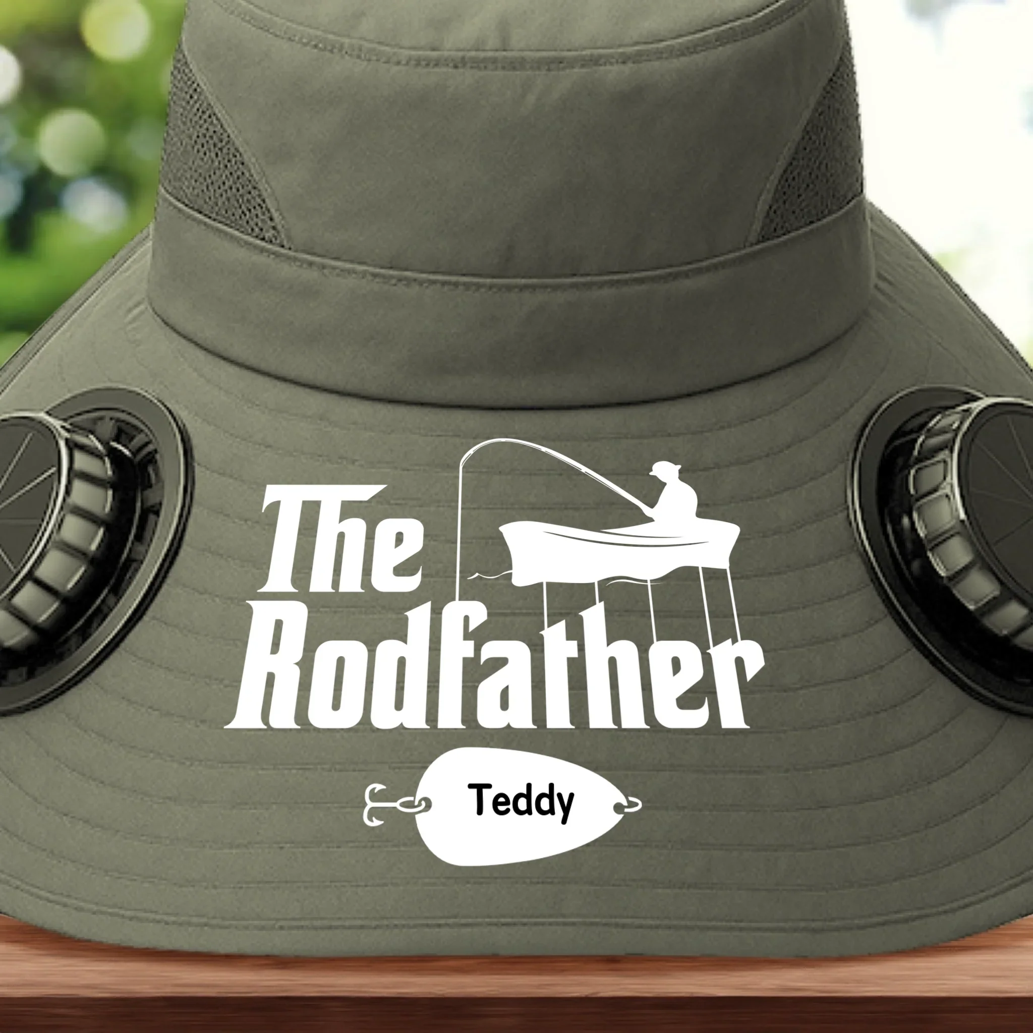 Custom Hat With Fans Solar Power - Personalized Birthday Fishing Gifts For Fisherman, Dad, Grandpa - The Rodfather - Robaser