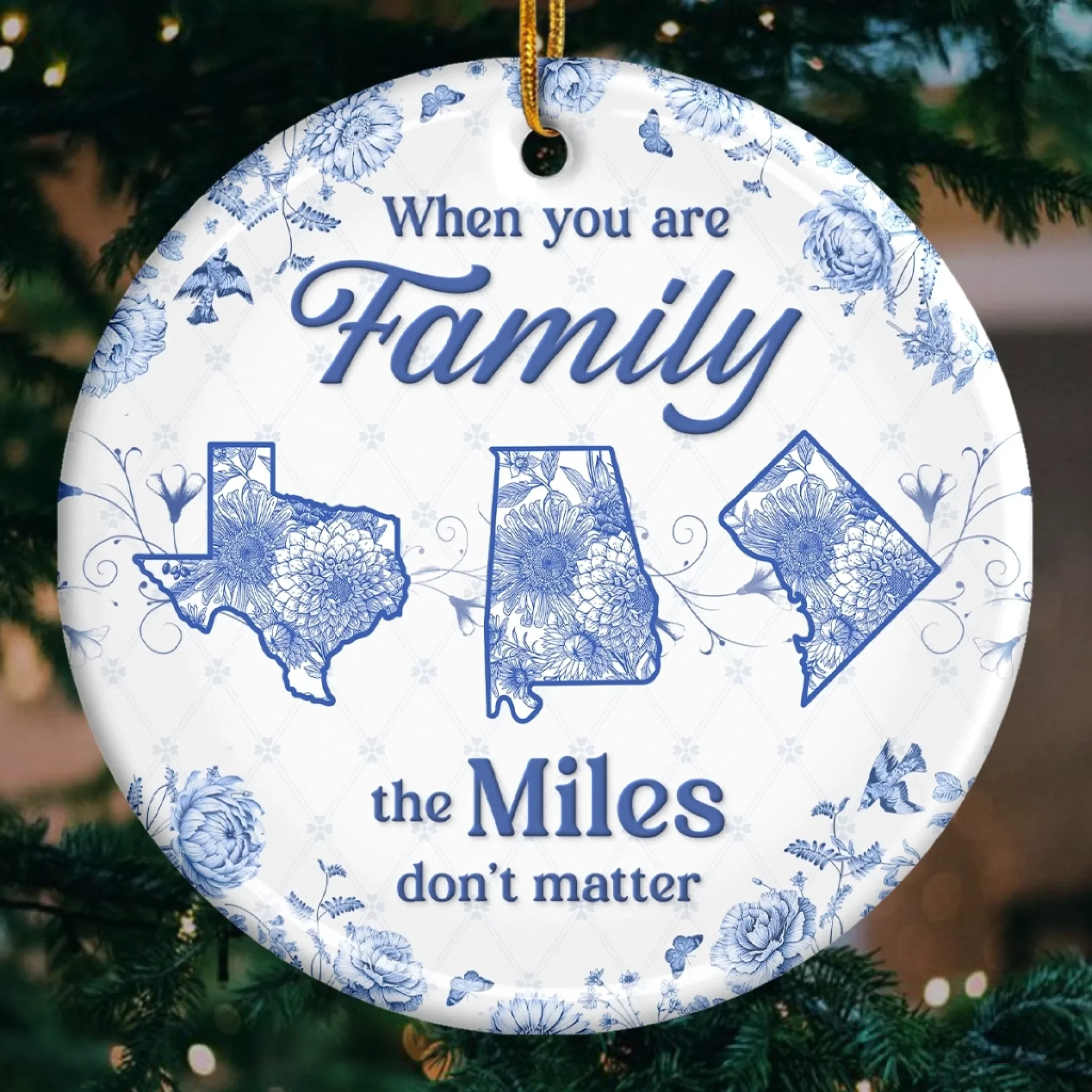 Custom Long Distance Ceramic Ornament - Personalized Christmas Birthday Gifts For Mom, Dad, Kids - No Map Can Measure Love - Robaser