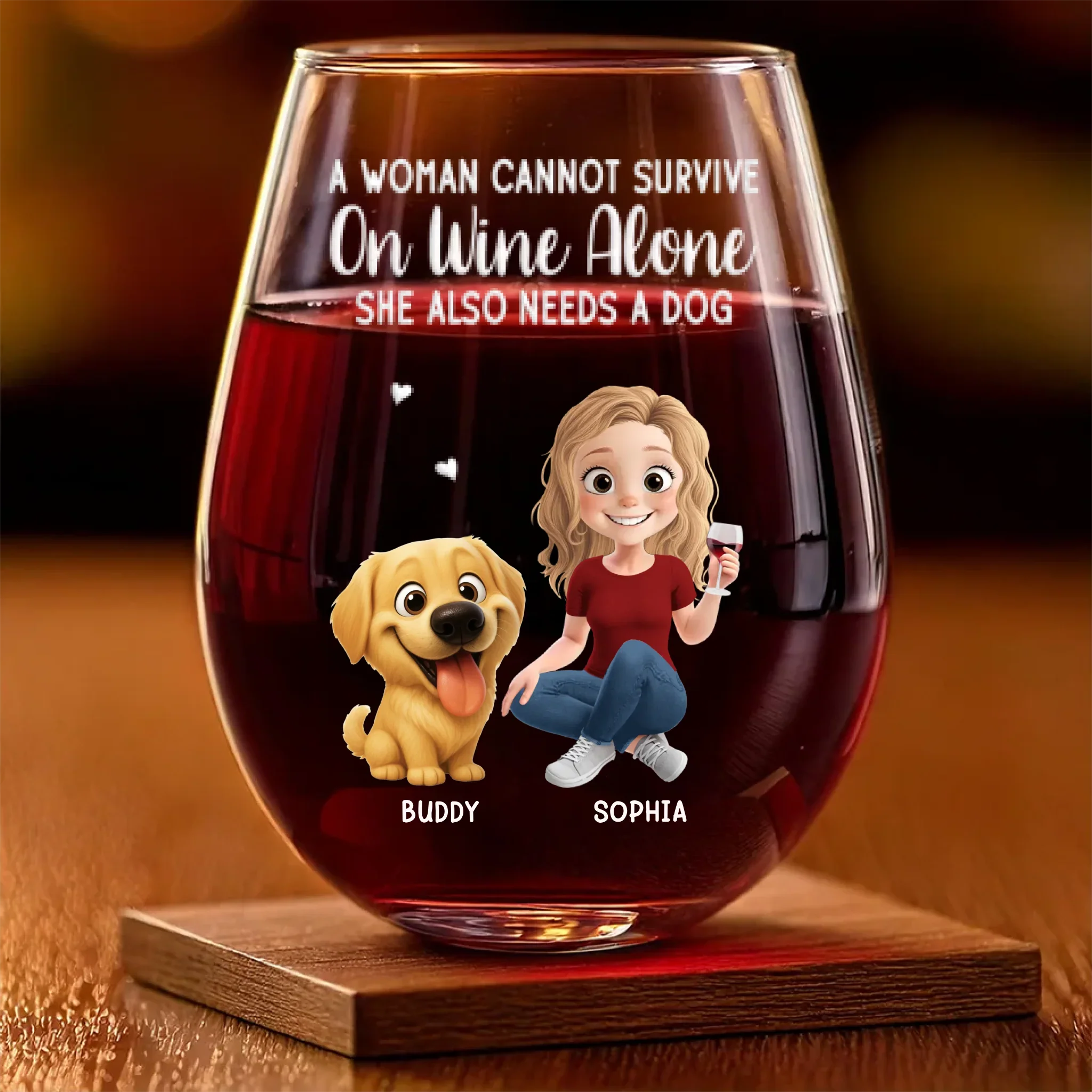 Custom Wine Glass - Personalized Birthday Gifts For Dog Lovers, Dog Dad And Mom - Fur Baby My Cheers - Robaser