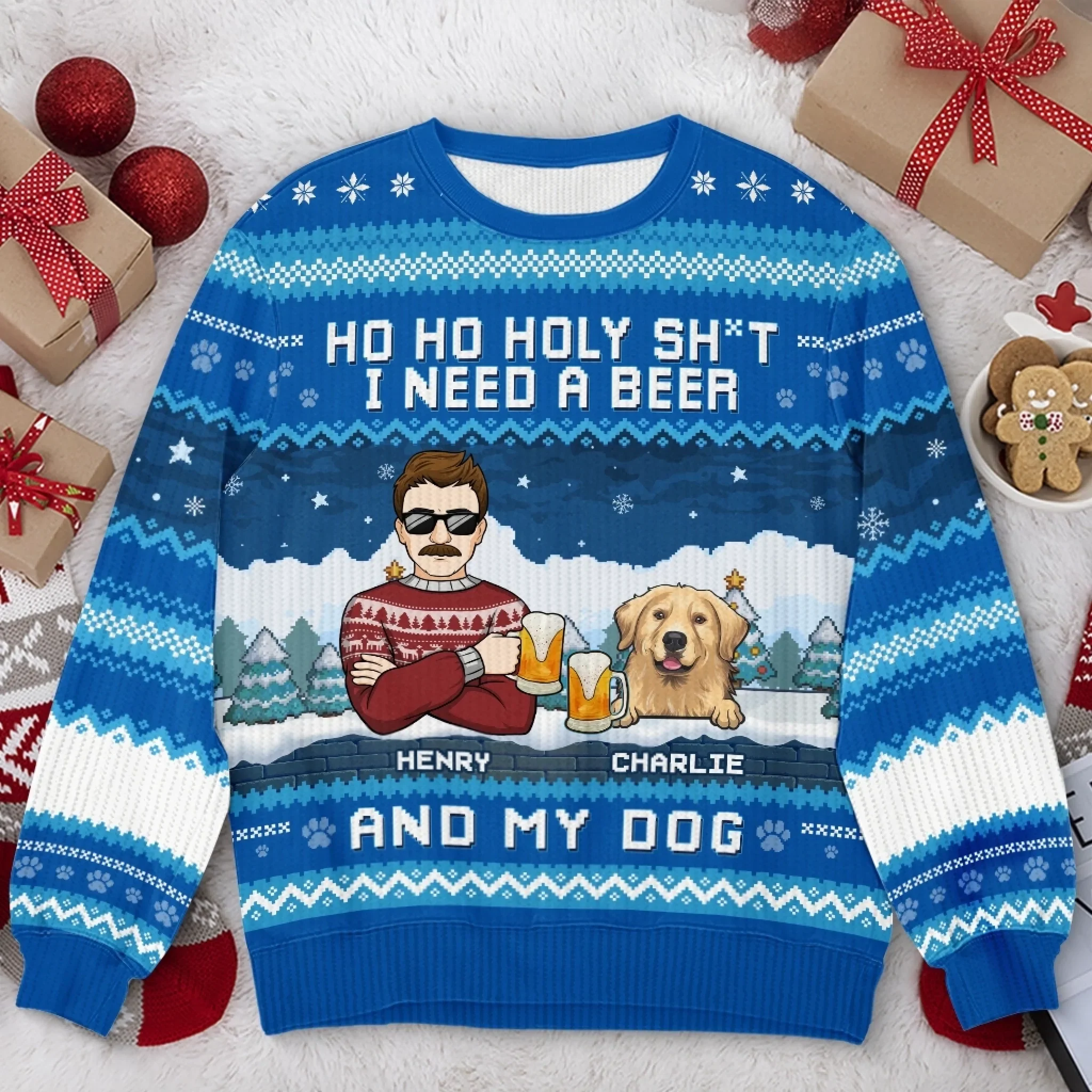 Custom Unisex Ugly Sweatshirt - Personalized  Christmas Birthday Gifts For Dog Lovers, Dog Dad And Mom - Jingle All The Paws - Robaser