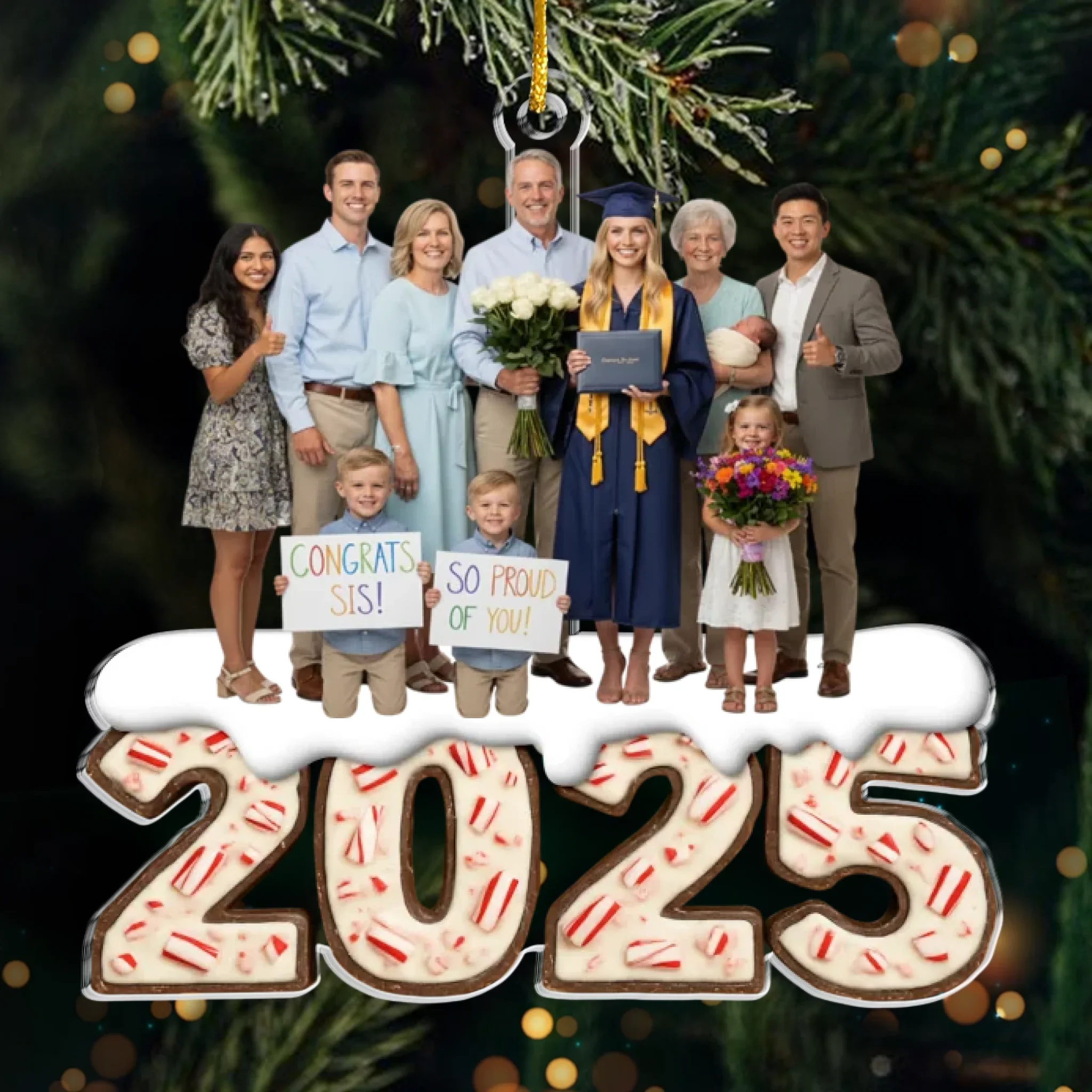 Custom Photo Acrylic Ornament - Personalized Christmas Birthday Gifts For Mom, Dad, Brother, Sister, Kids - All We Need Is Us - Robaser