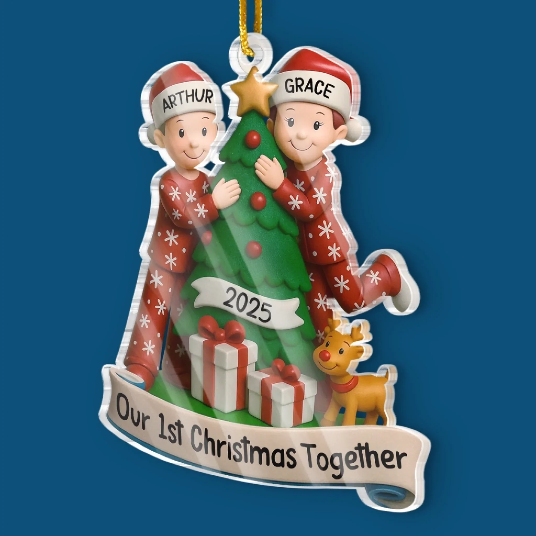 Custom Acrylic Ornament - Personalized Anniversary Christmas Wedding Gifts For Husband And Wife, Him And Her - The Best Present Is Being With You - Robaser