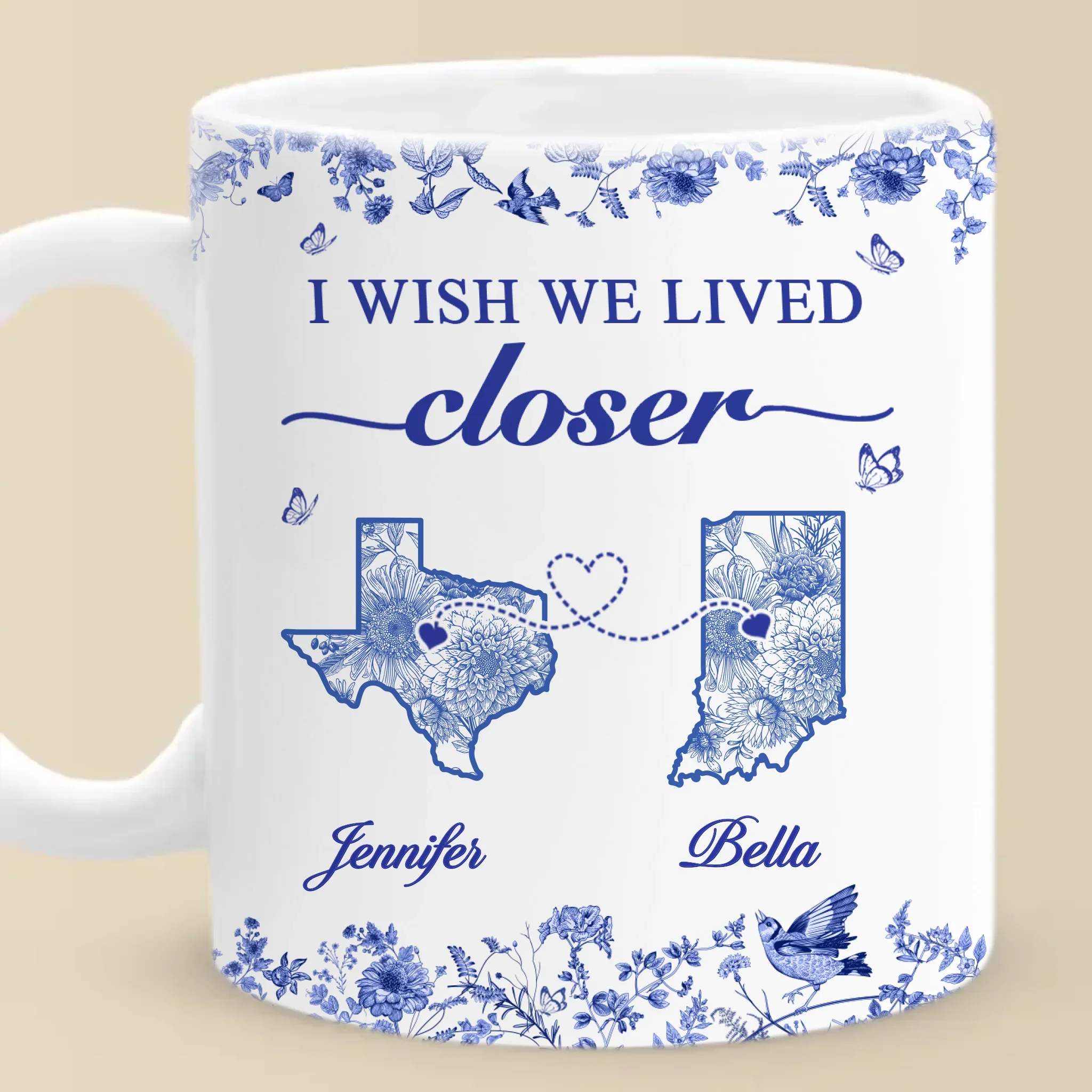 Custom Mug - Personalized Best Friend Birthday Gifts For Women - I Wish We Lived Closer - Robaser