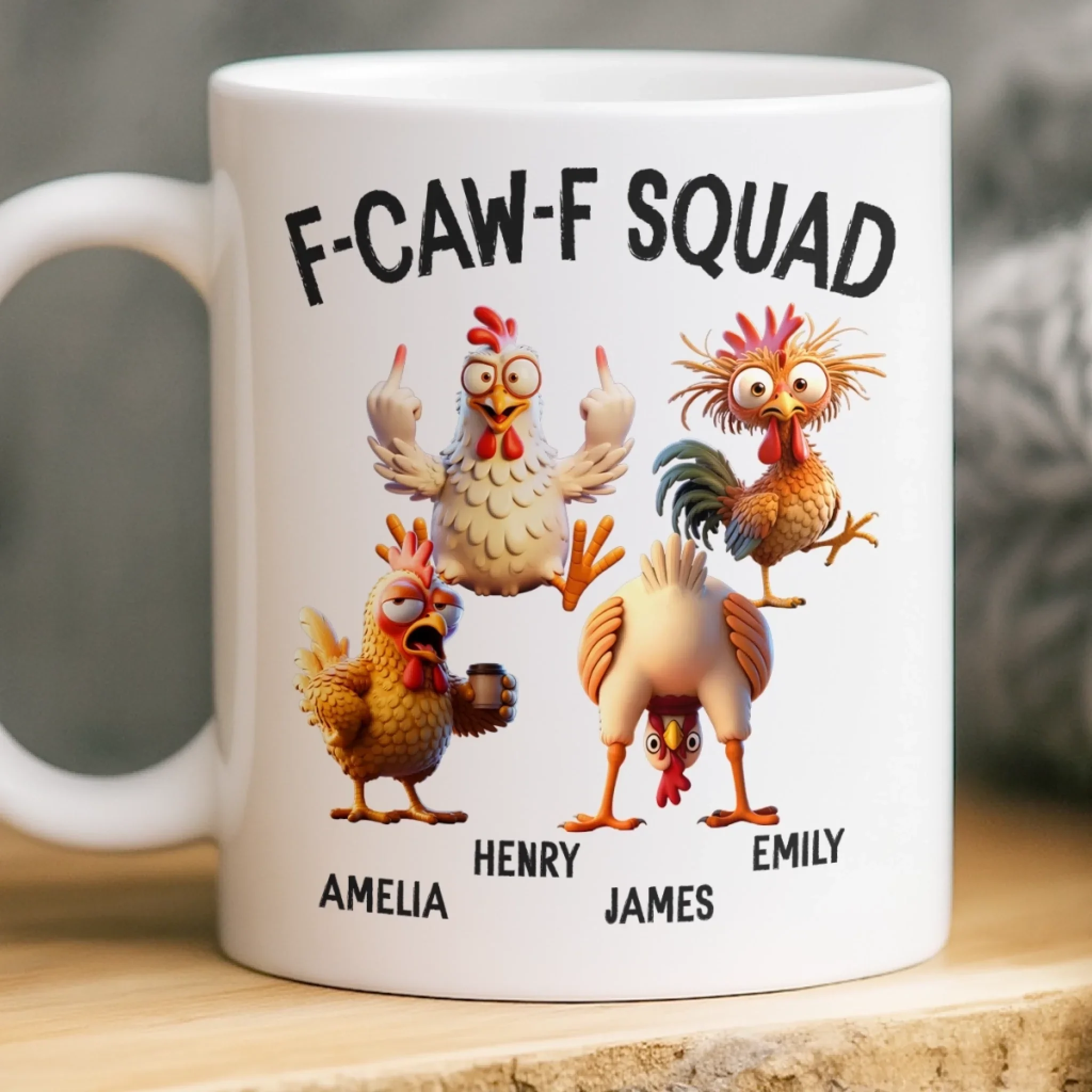 Custom Mug - Personalized Funny Gifts For Best Friends, Coworker, Work Bestie - Feather Gang In Action - Robaser
