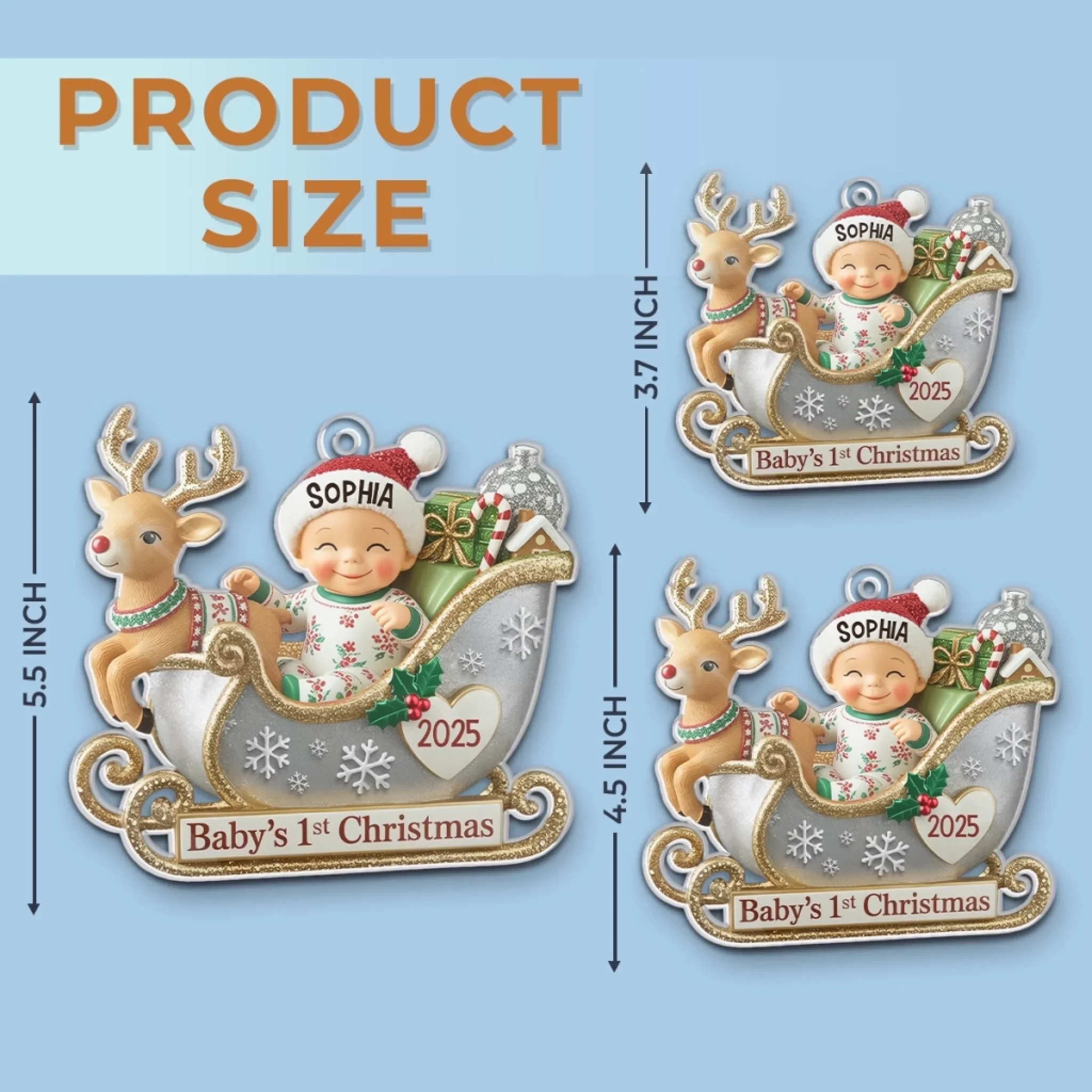 Custom Acrylic Ornament - Personalized Christmas Baby Shower, Gender Reveal Gifts For New Moms, New Dads, New Parents - Tiny Feet Big Christmas Joy - Robaser