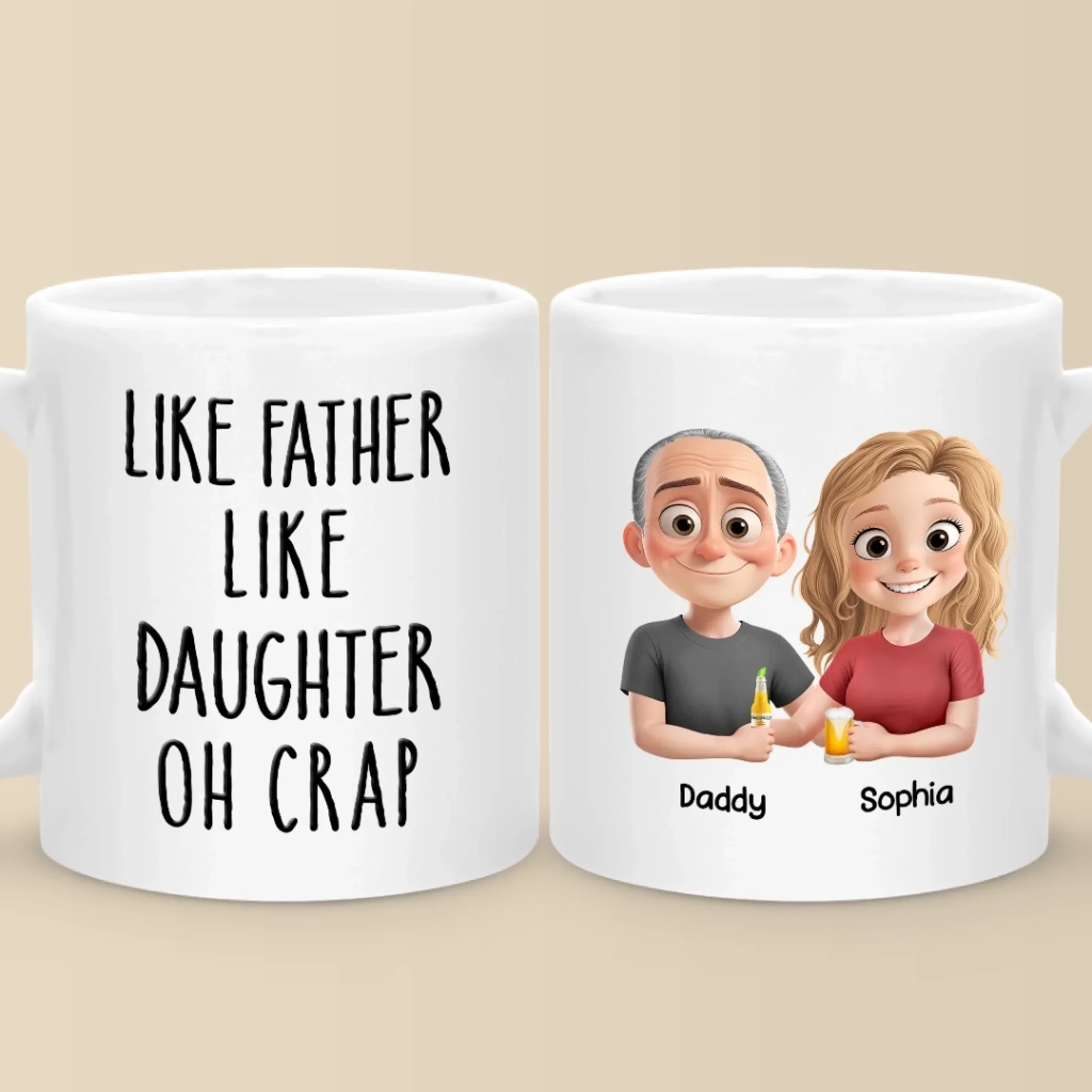 Like Father, Like Daughter - Family Personalized Custom Mug - Father's Day, Gift For Dad - Robaser
