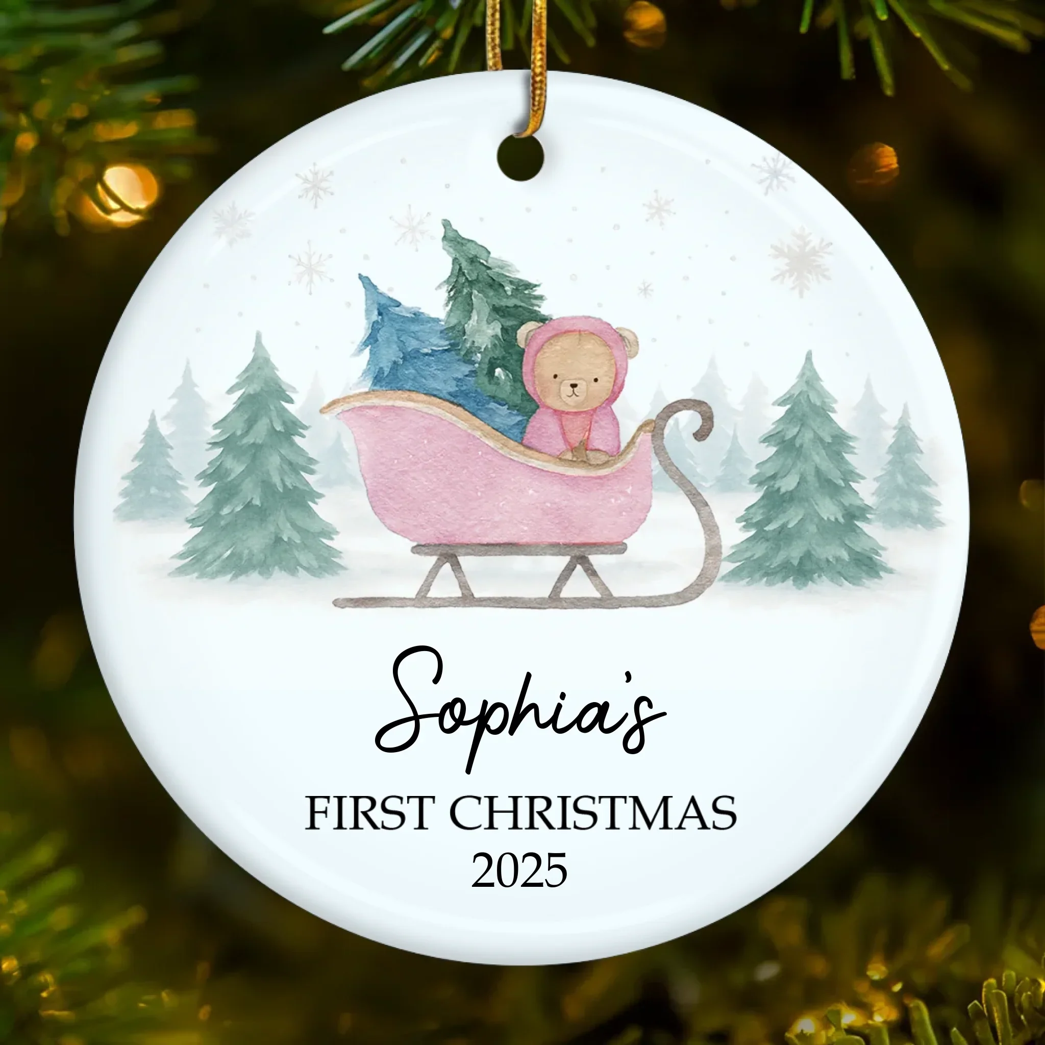 Custom Ceramic First Christmas Ornament - Personalized Christmas Baby Shower, Gifts For New Moms, New Dads, New Parents - Little Feet, Christmas Sweet - Robaser