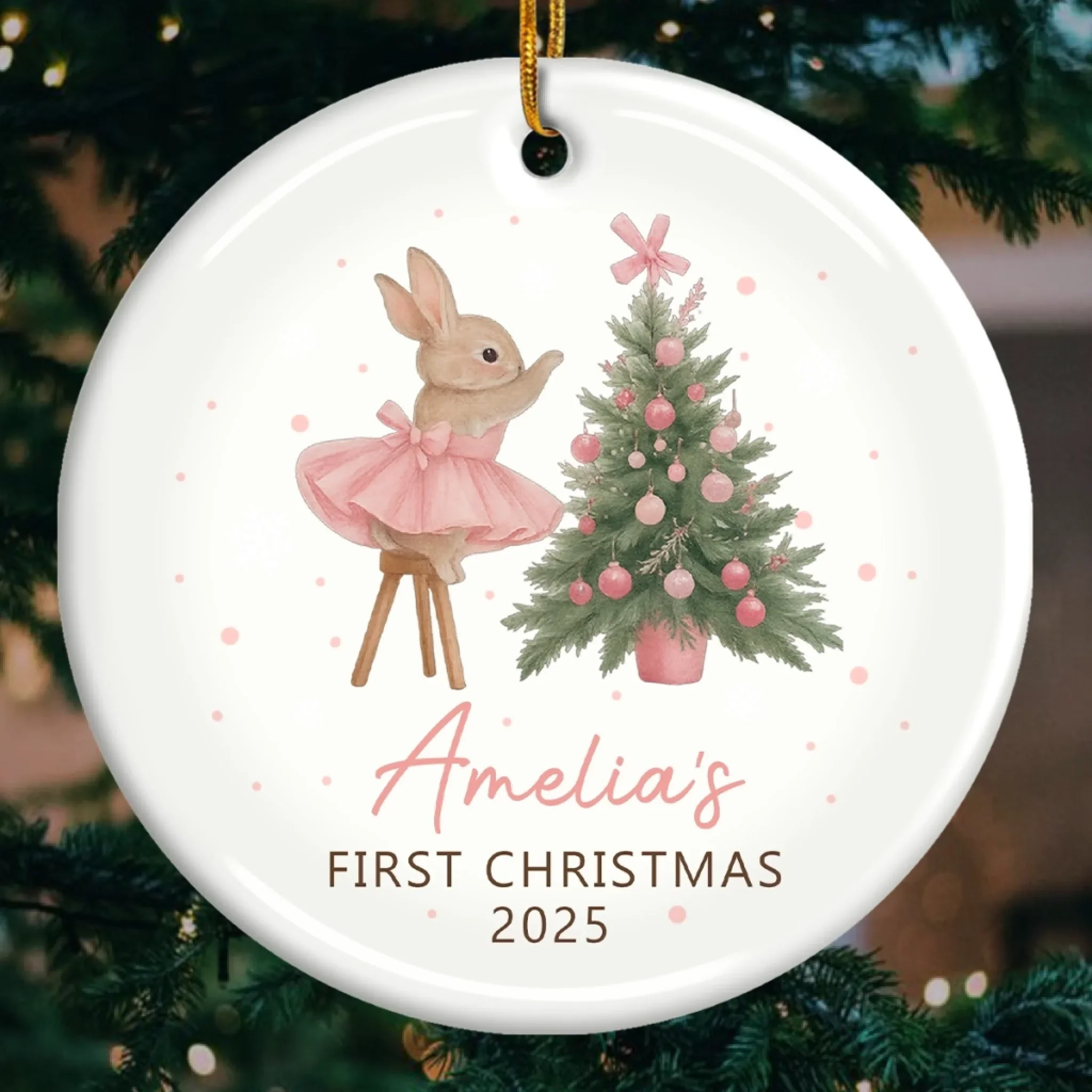 Custom Baby First Christmas Ceramic Ornament - Personalized Christmas Baby Shower, Gender Reveal Gifts For New Moms, New Dads, New Parents - Little Joy Big Love - Robaser