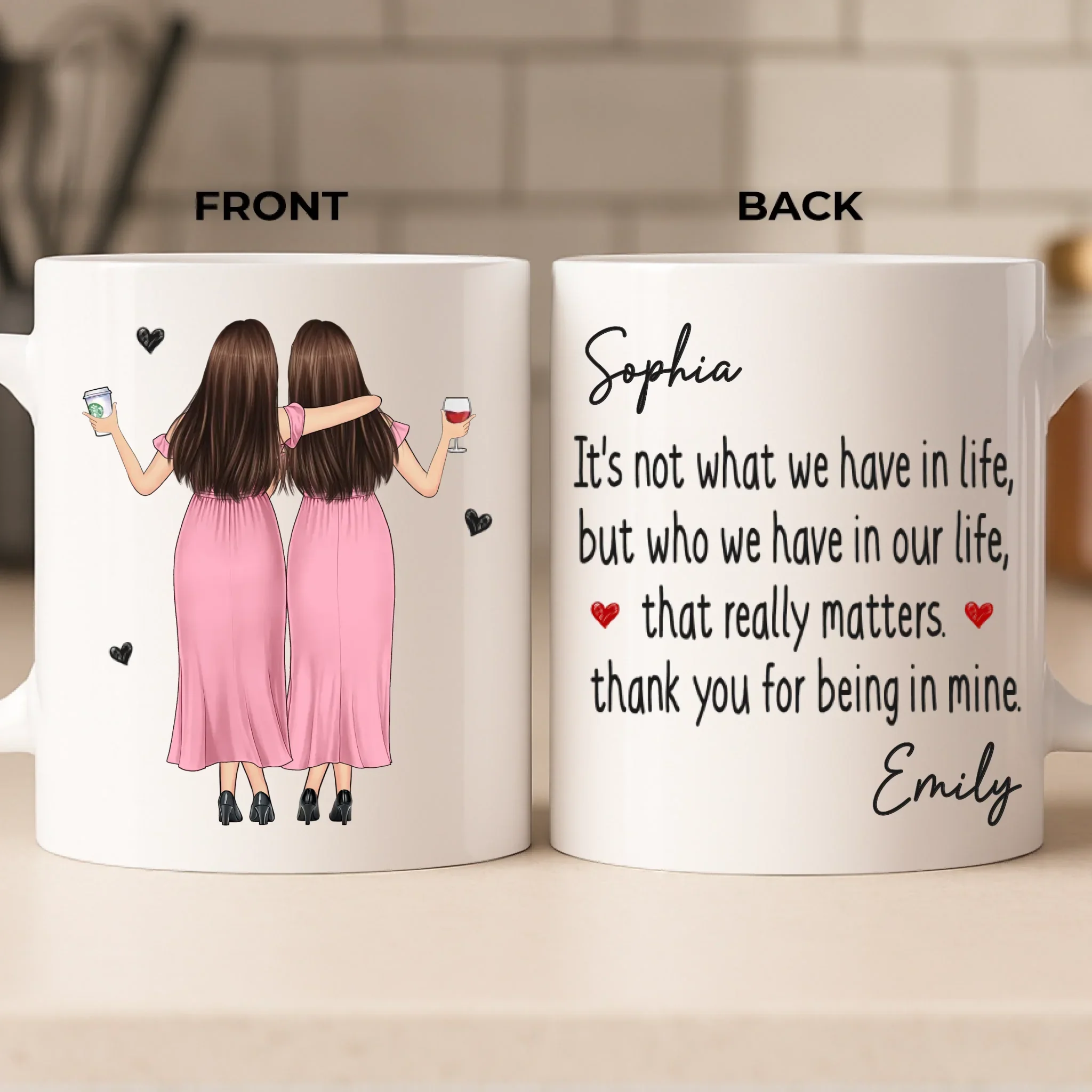 Custom Mug - Personalized Best Friend Birthday Gifts For Women, Besties, Sisters, BFF - Soulmates With A Twist - Robaser