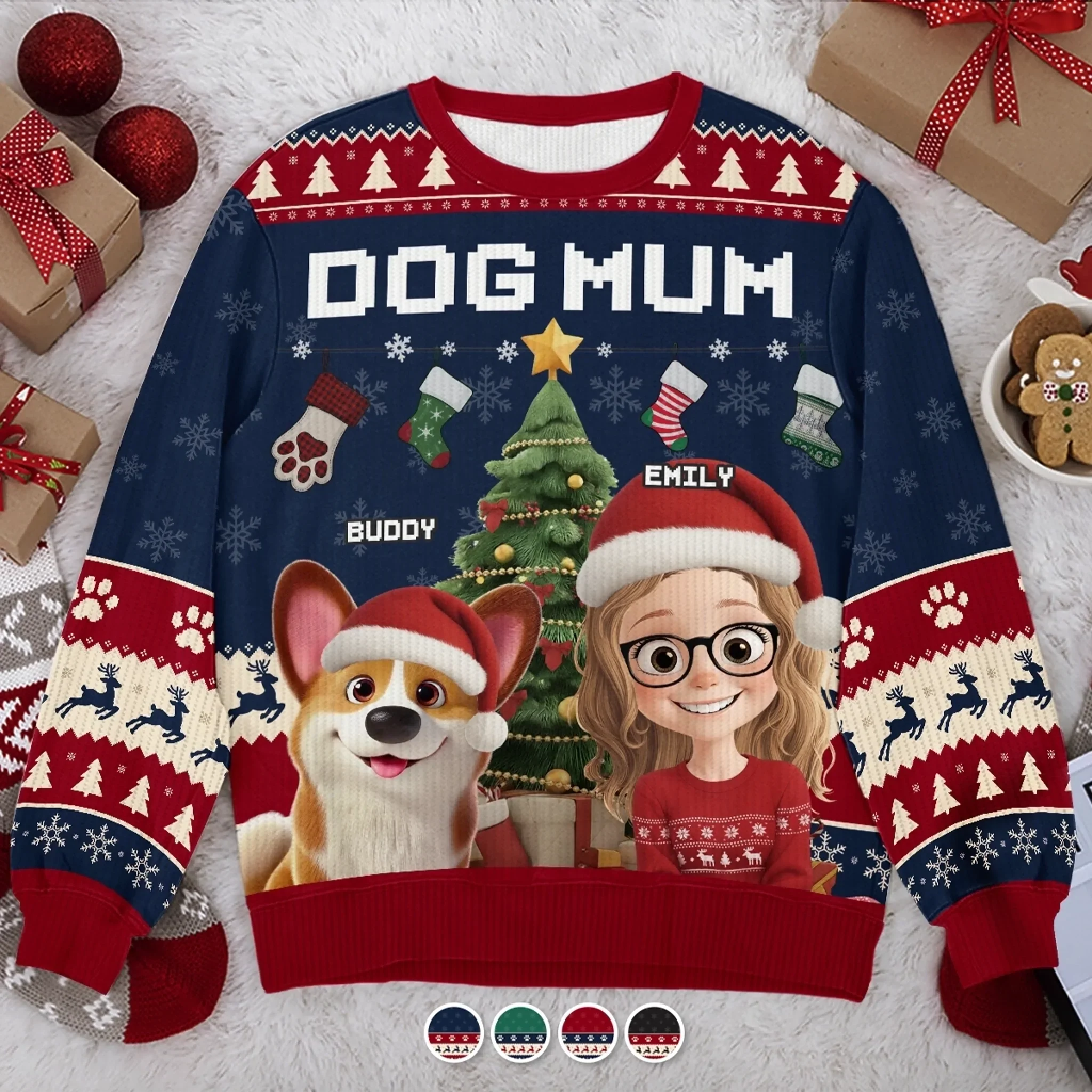 Custom Unisex Ugly Sweatshirt - Personalized  Christmas Birthday Gifts For Dog Lovers, Dog Dad And Mom - Deck The Paws With Love And Laughter - Robaser