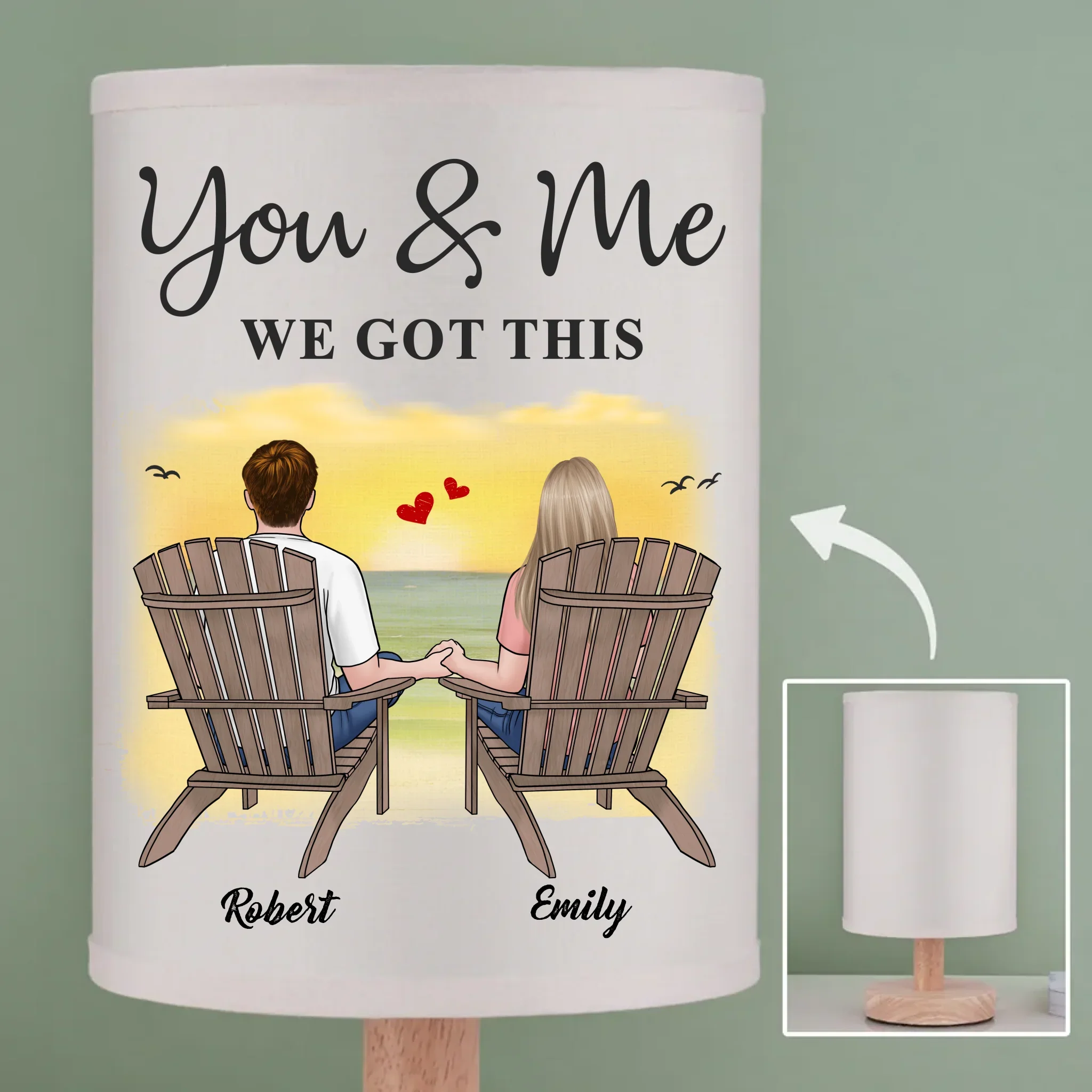 You & Me, We Got This - Couple Personalized Custom Linen Bedside Table Lamp - Gift For Husband Wife, Anniversary - Robaser