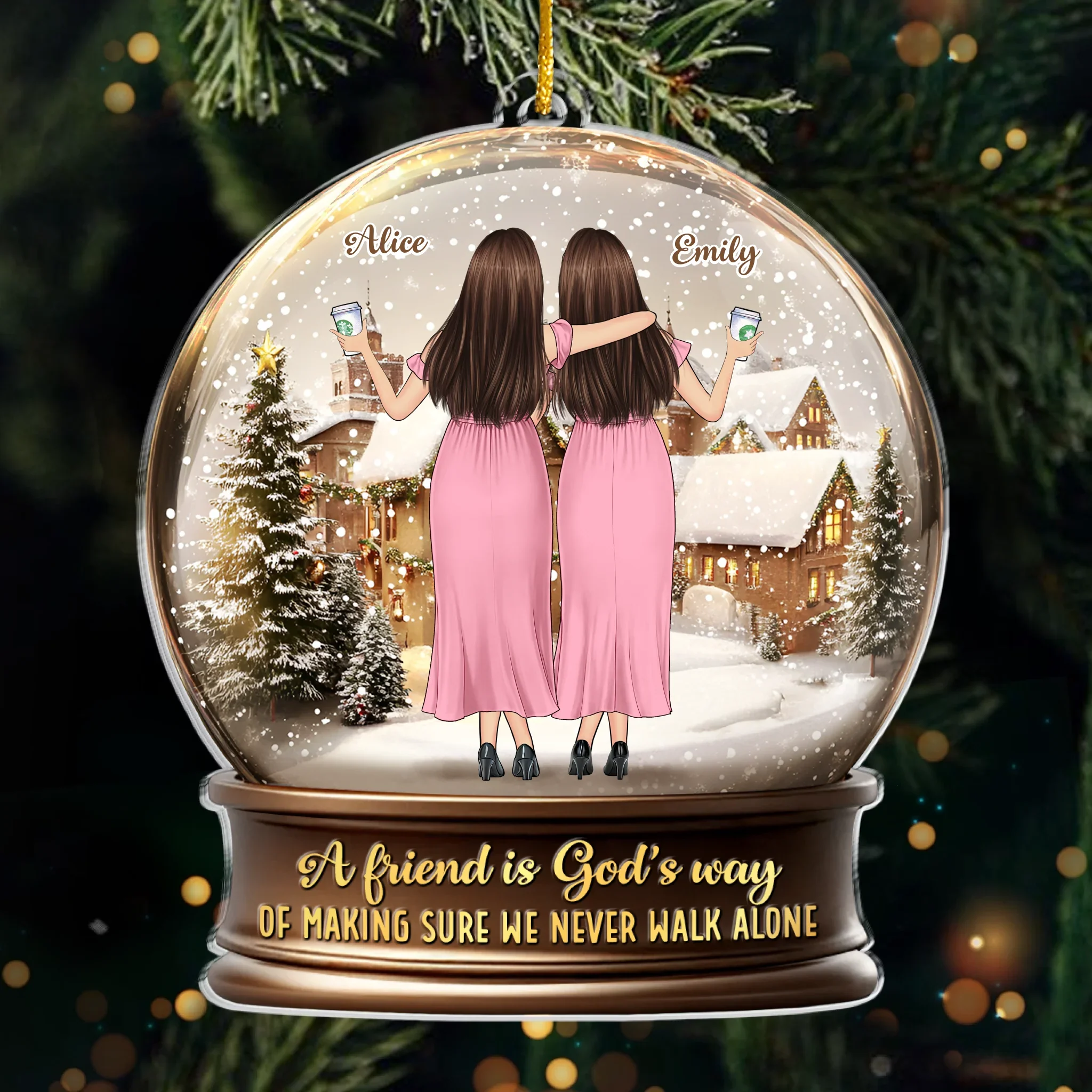 Custom Acrylic Ornament - Personalized Christmas Best Friend Birthday Gifts For Women, Besties, Sisters, BFF - Blessed With Friends - Robaser