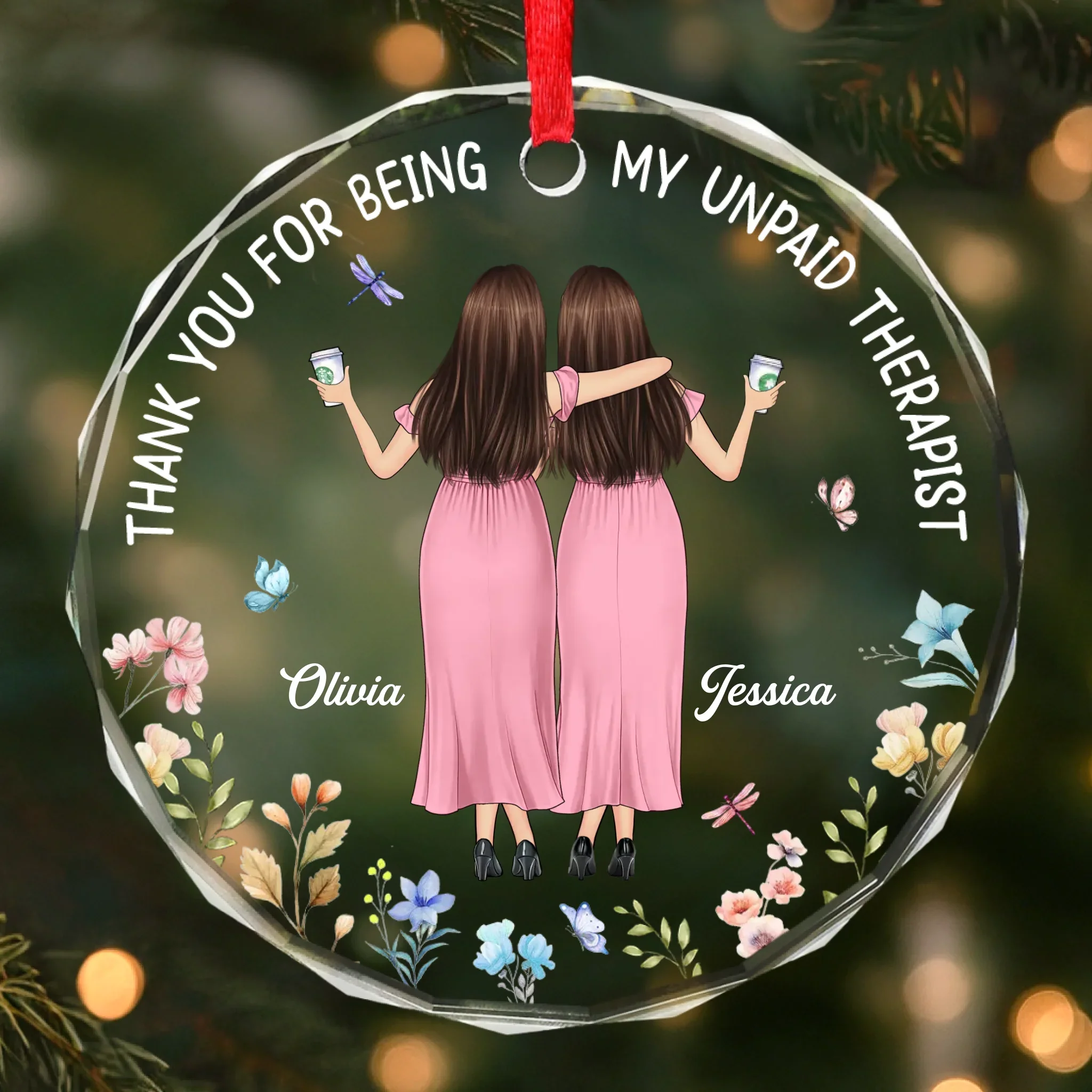 Custom Circle Glass Ornament - Personalized Best Friend Christmas Birthday Gifts For Women, Besties, Sisters, BFF - You Are My Shining Soul - Robaser