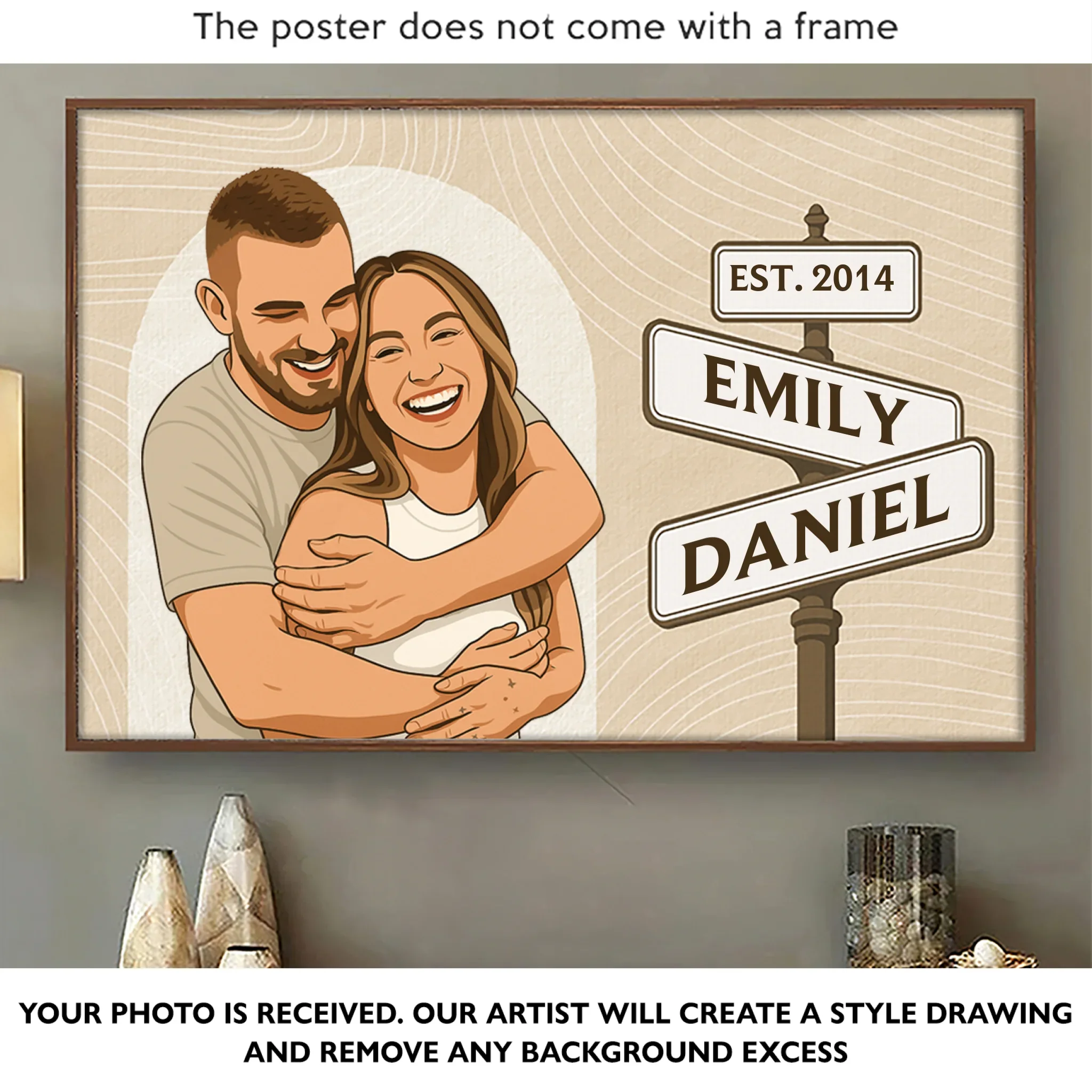 Custom Photo One Love, One Story, Always Us - Couple Personalized Custom Horizontal Poster - Gift For Husband Wife, Anniversary - Robaser