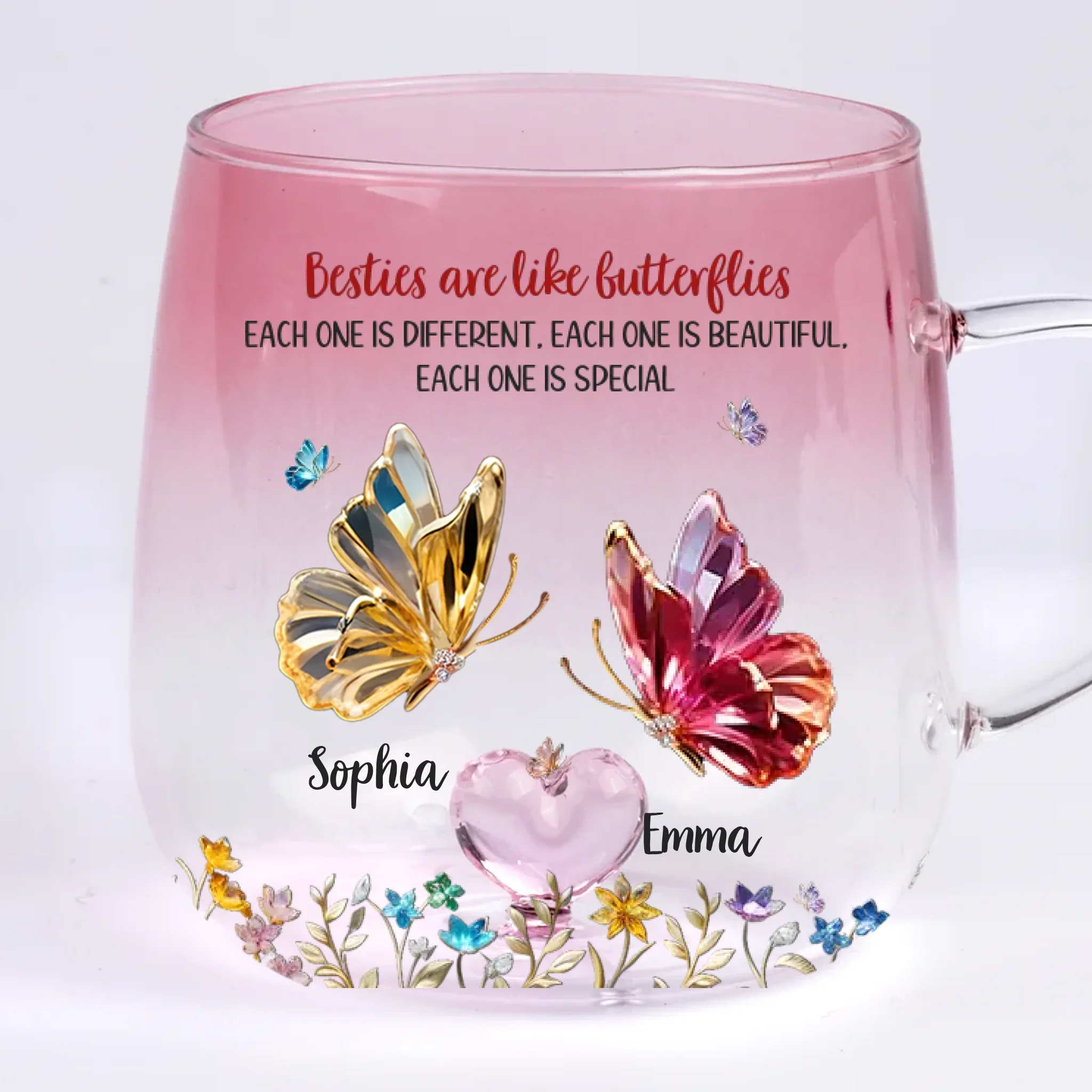 Custom Gradient Glass Mug - Personalized Best Friend Birthday Gifts For Women, Besties, Sisters, BFF - More Than Just Friends - Robaser