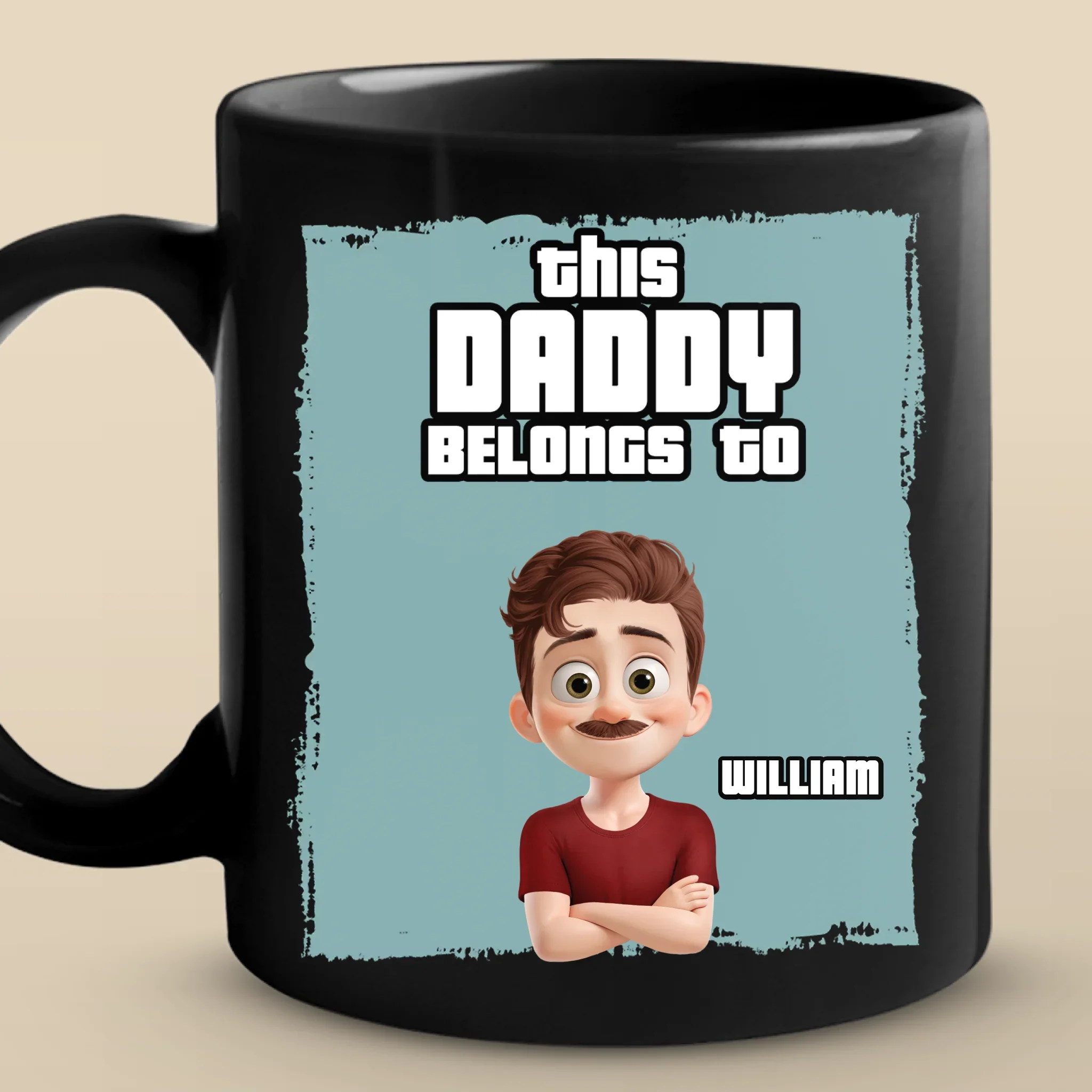 This Papa Belongs To - Family Personalized Custom Black Mug - Father's Day, Gift For Dad, Grandpa - Robaser