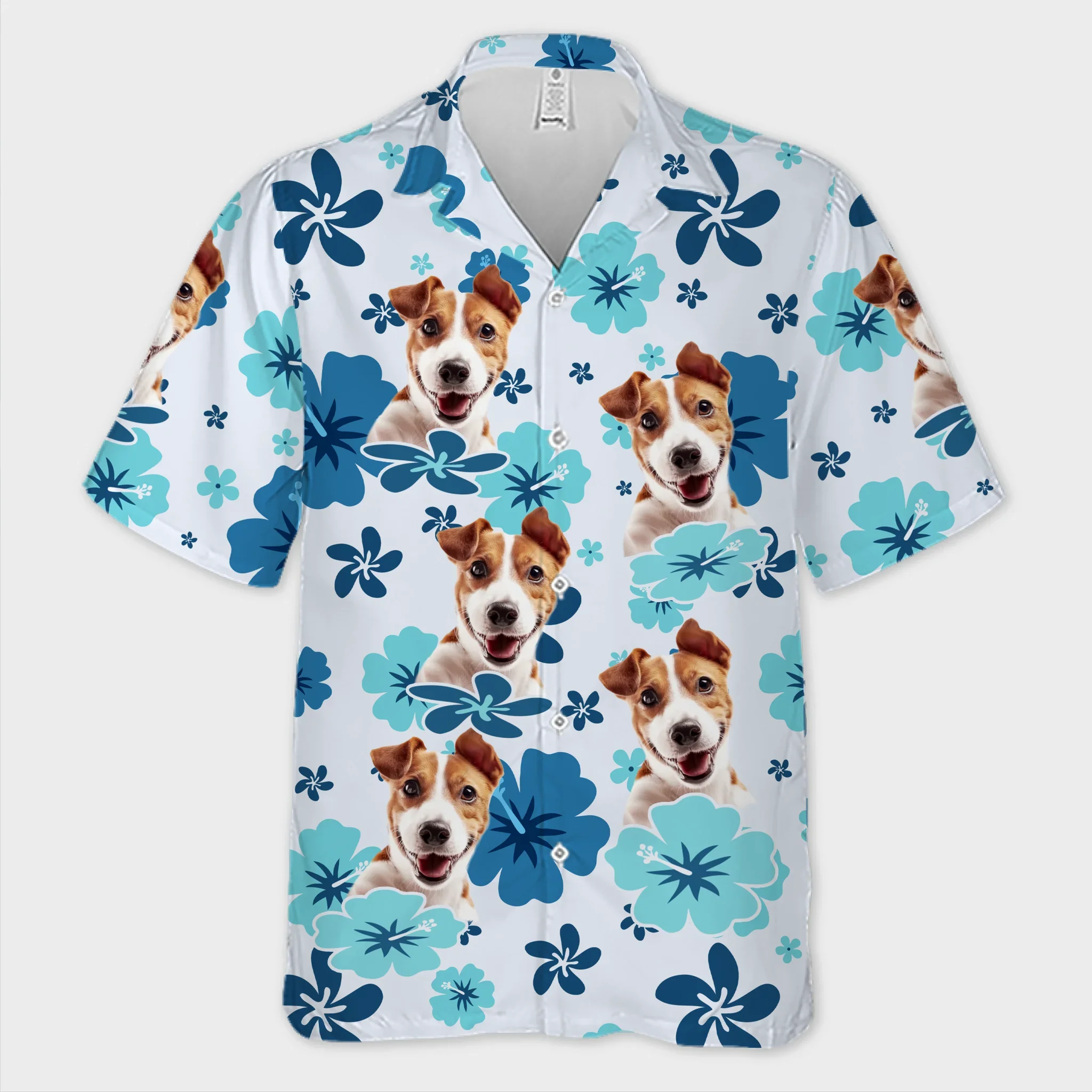 Custom Photo Unisex Tropical Hawaiian Aloha Shirt - Personalized Summer Vacation And Travel Gifts For Dog Cat Lovers, Dog Dad And Mom, Cat Owners - Beach Bum With My Pup - Robaser
