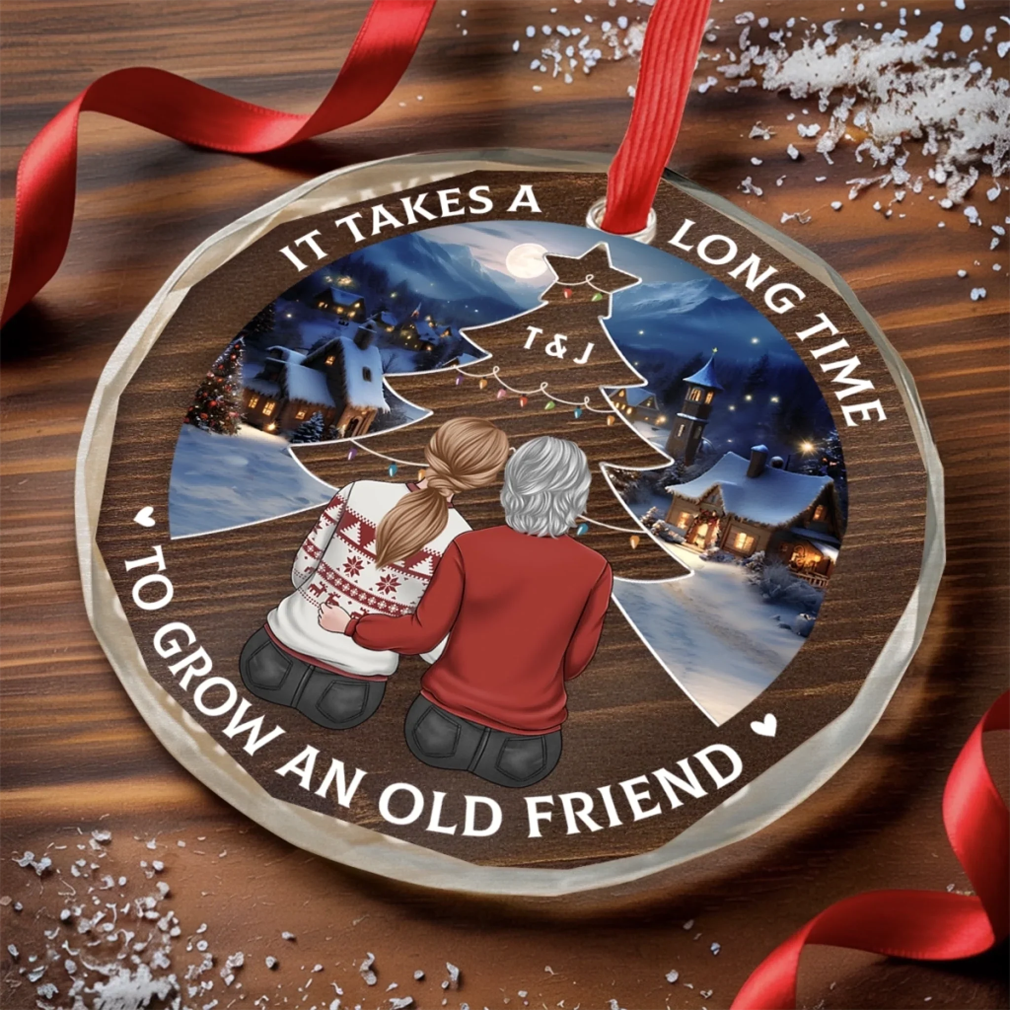 Custom Circle Glass Ornament - Personalized Best Friend Birthday Gifts For Women, Besties, Sisters, BFF - Friends Forever More Precious Than Gold - Robaser