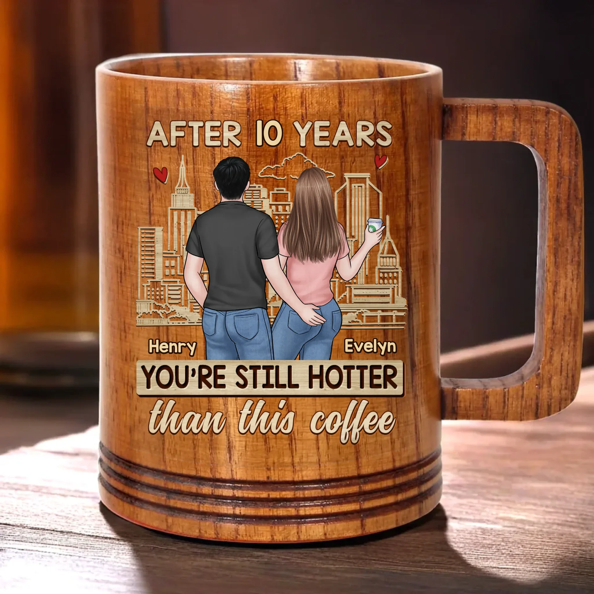 After All This Time, You're Still Hotter Than This Coffee - Couple Personalized Custom Wooden Mug - Gift For Husband Wife, Anniversary - Robaser