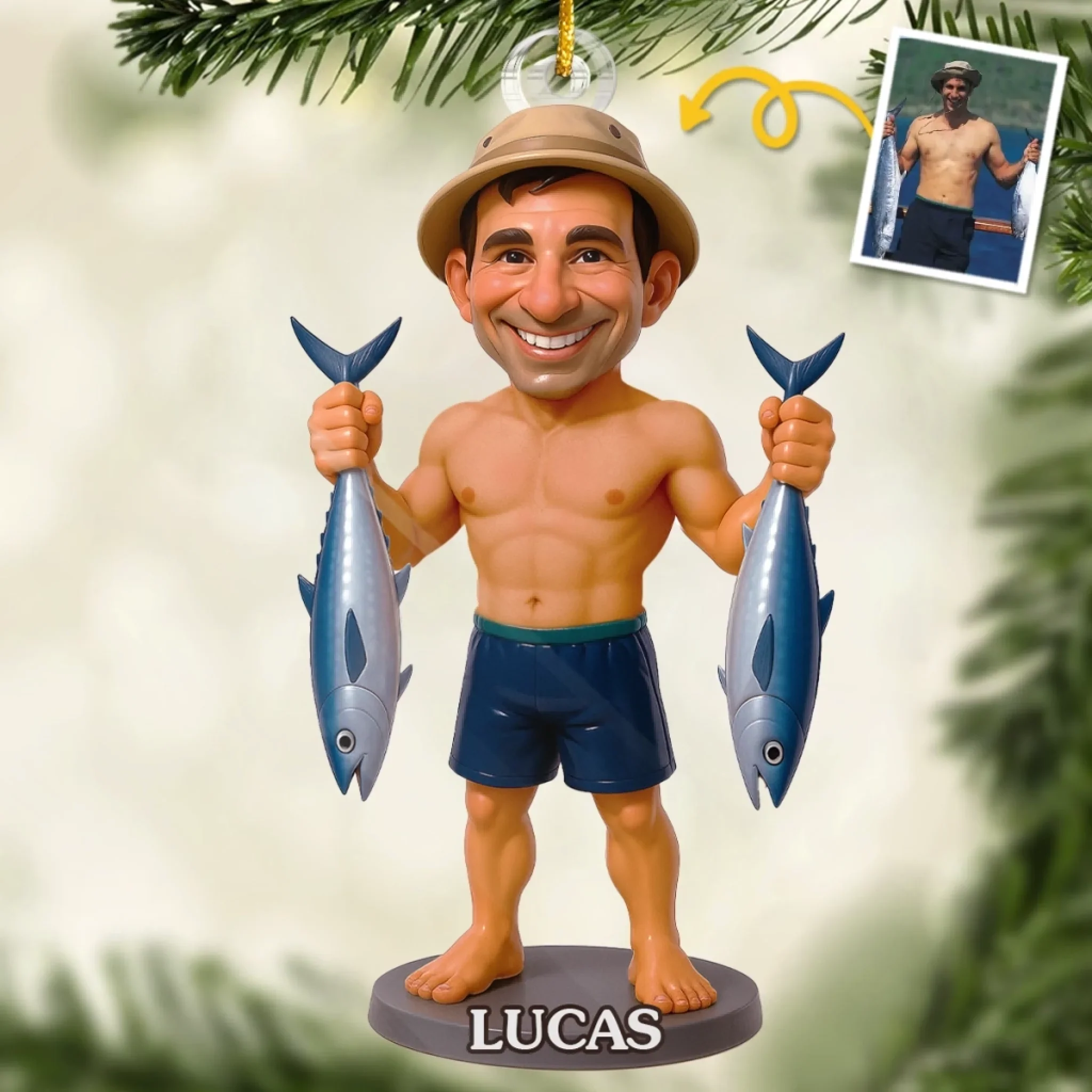 Custom Photo Acrylic Ornament - Personalized Christmas Birthday Fishing Gifts For Fisherman - Fish Whisperer - Robaser