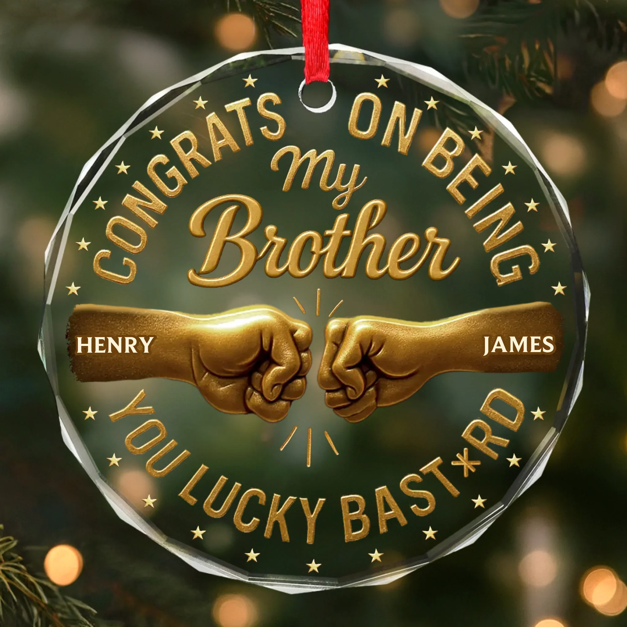 Custom Circle Glass Ornament -  Personalized Christmas Birthday Gifts For Brother, Sister, Best Friends - Best Gift Is You - Robaser