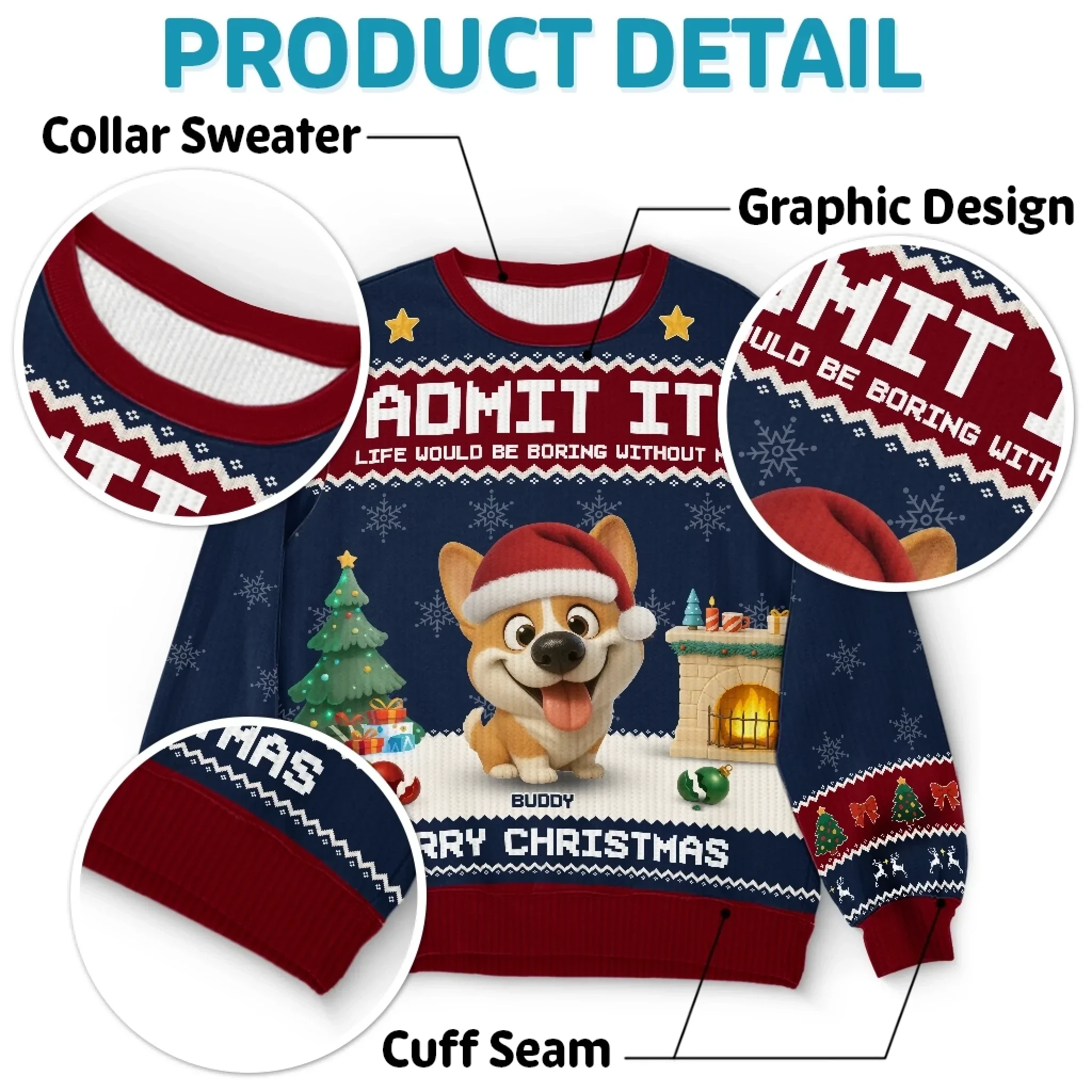 Custom Unisex Ugly Sweatshirt - Personalized  Christmas Birthday Gifts For Dog Lovers, Dog Dad And Mom - Life  s Ruff Without Me - Robaser