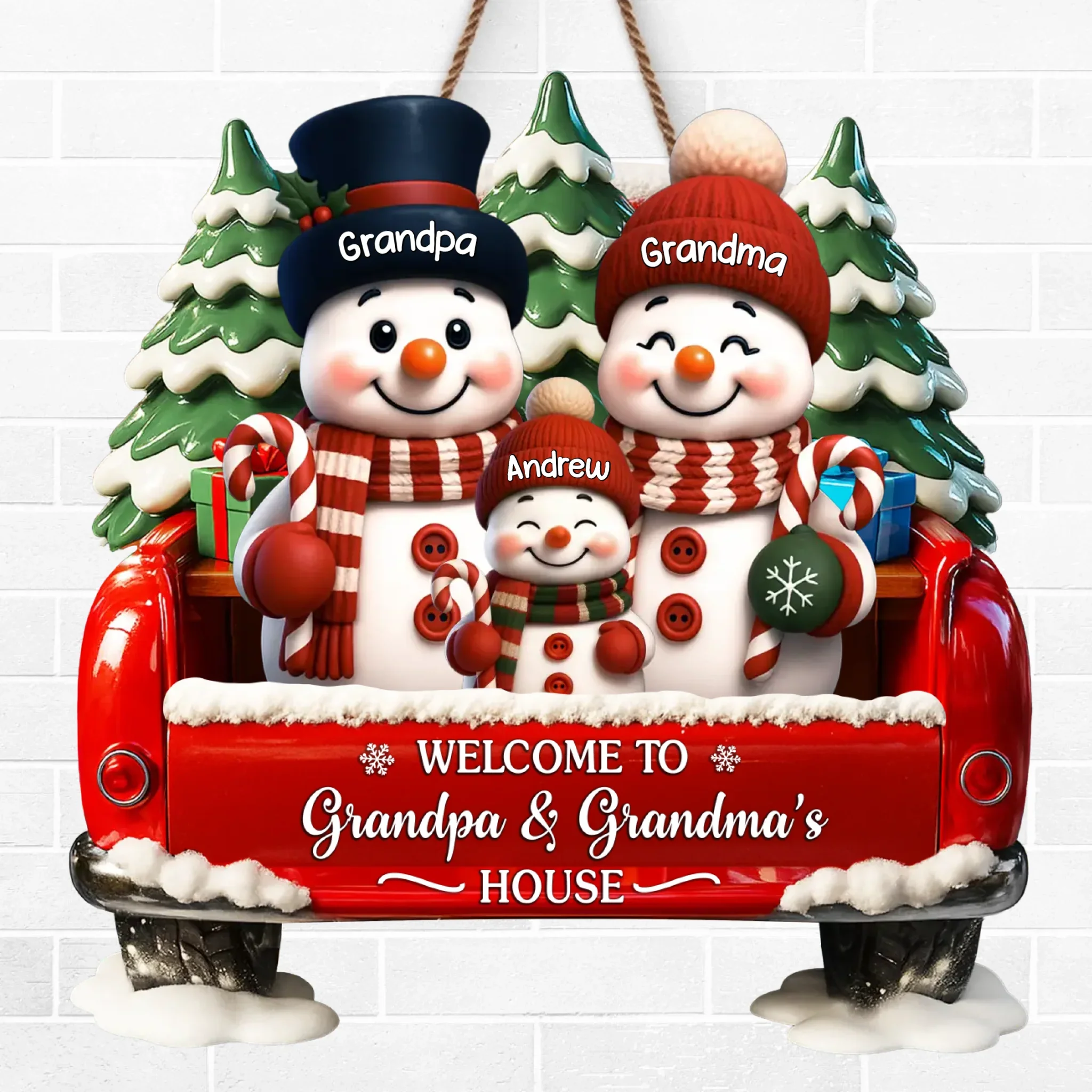 Custom Snowman Wood Sign - Personalized Christmas Birthday Gifts For Grandpa, Grandma - Love Built This Home - Robaser