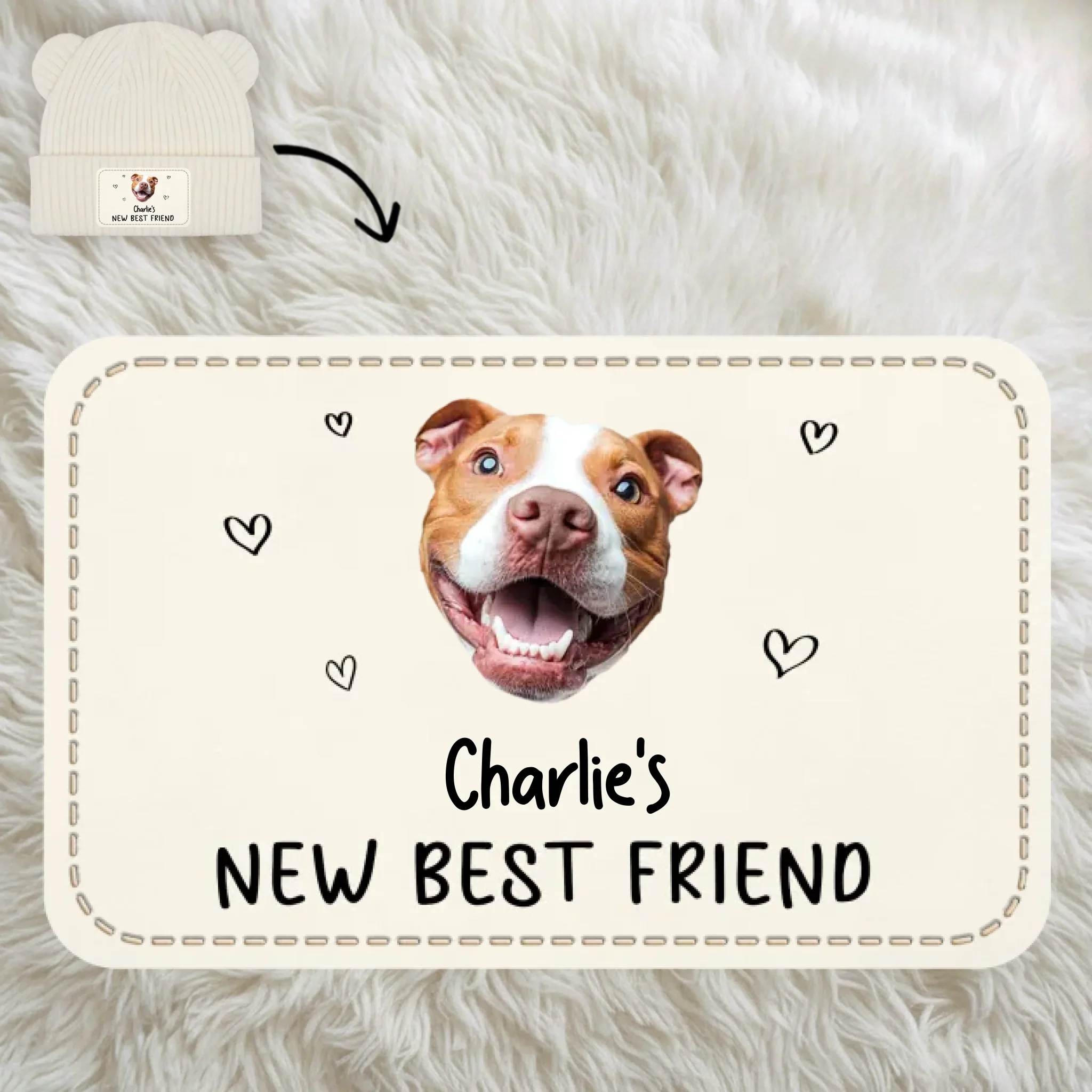 Custom Photo Baby Beanie And Mittens Set - Personalized Baby Shower, Gender Reveal Gifts For New Moms, New Dads, New Parents, Dog Cat Lovers - Dream Big Little One - Robaser