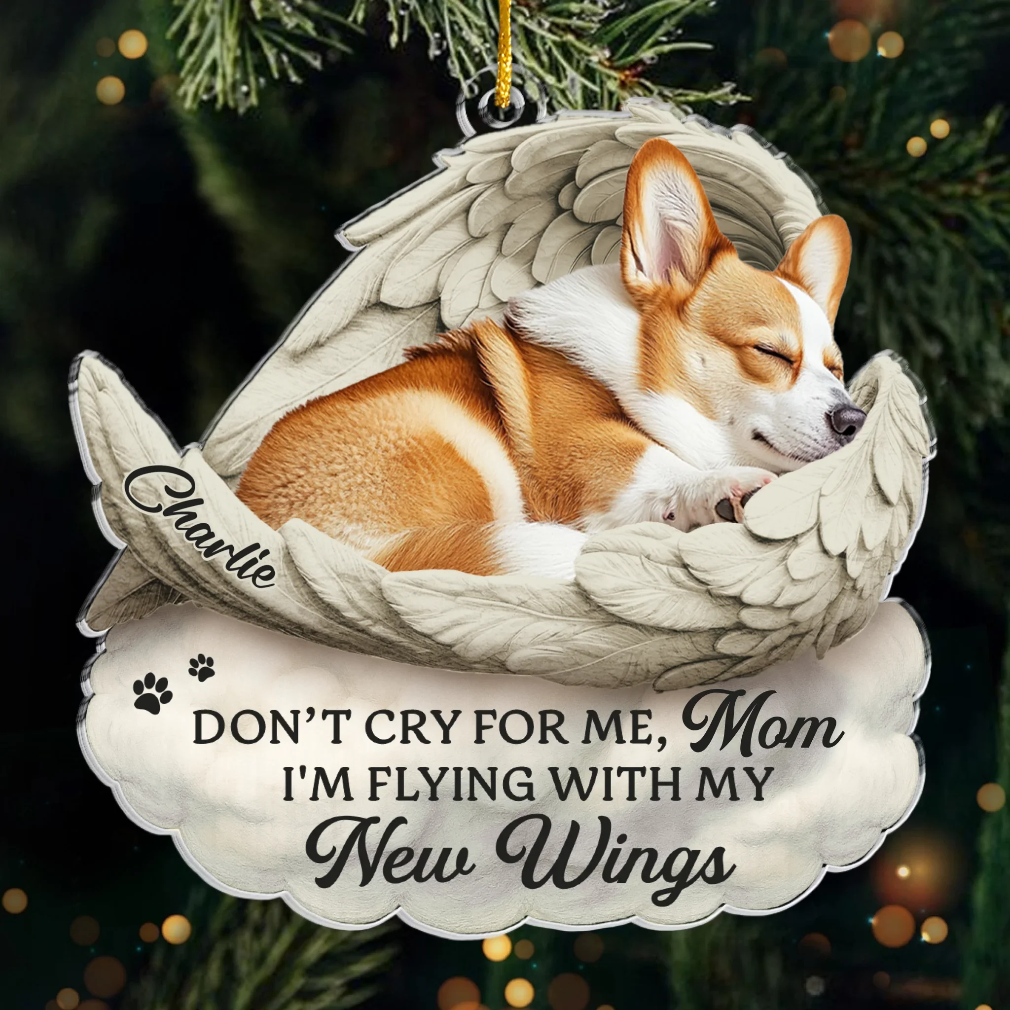 Custom Photo Acrylic Ornament - Personalized Pet Christmas Memorial Sympathy Gifts For Dogs, Cats - Forever Loved, Never Forgotten - Robaser