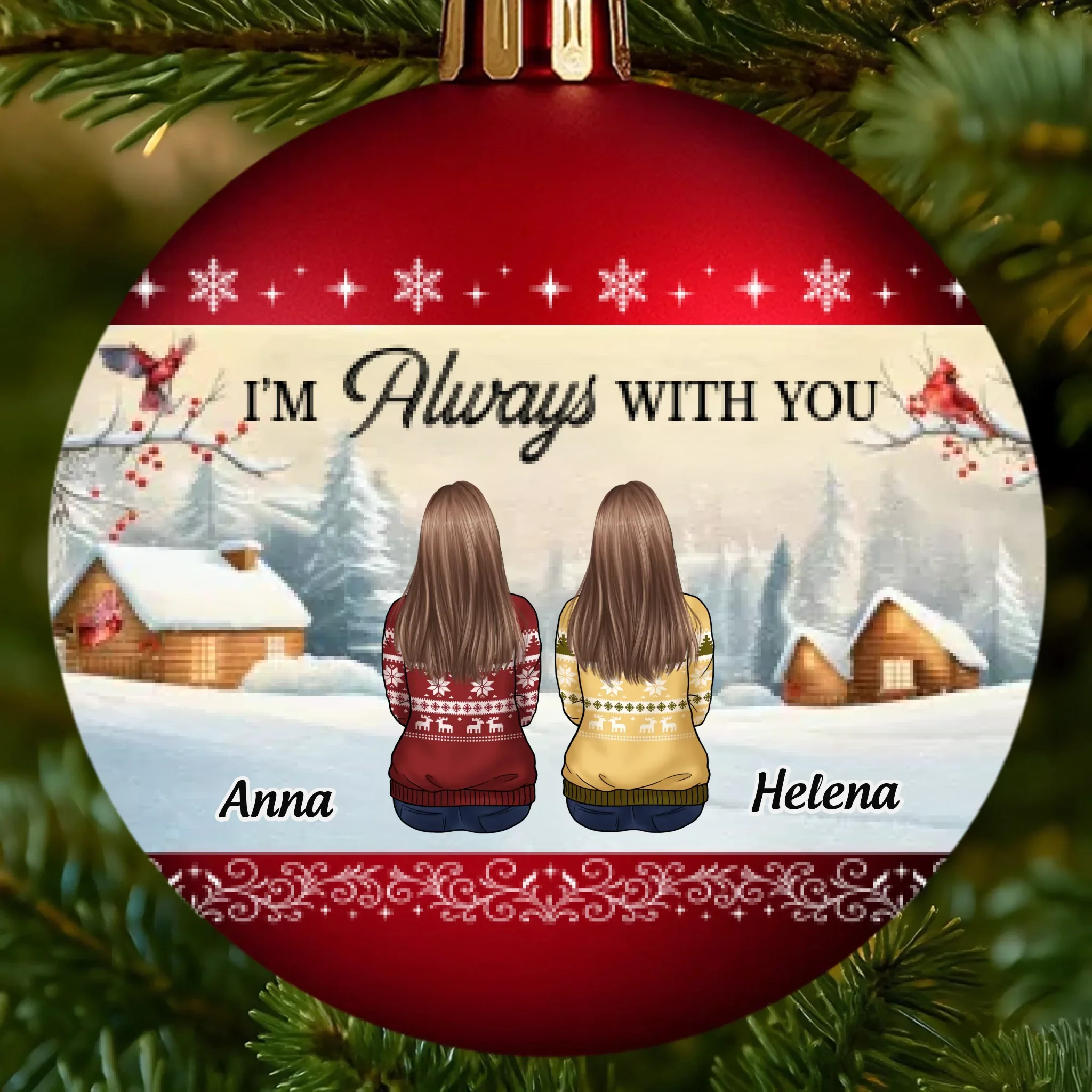 Custom Full Wrap Ball Ornament - Personalized Christmas Memorial Sympathy Gifts For Loss Of Mom, Dad - We Are Always With You - Robaser