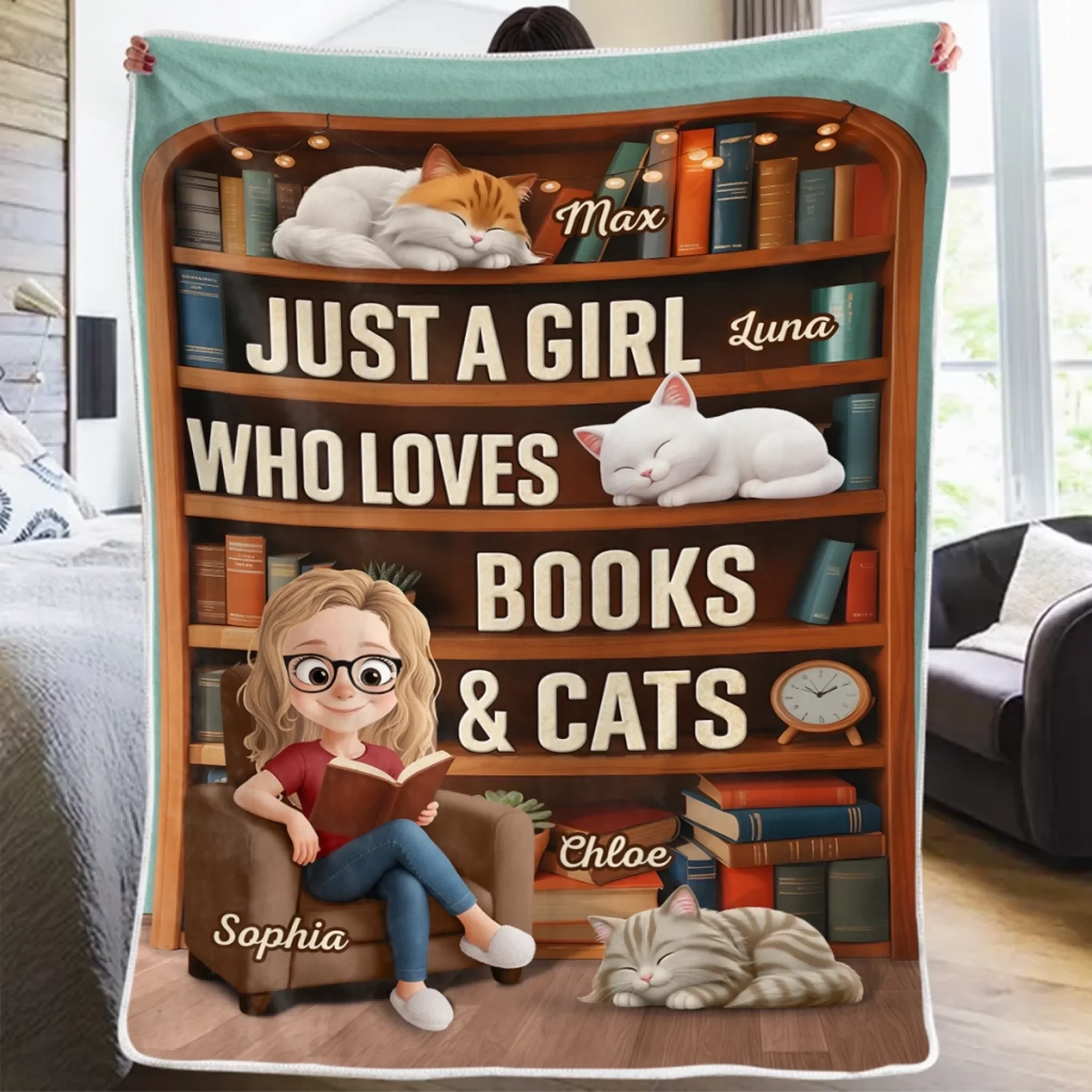 Custom Blanket - Personalized Christmas Bookish Gifts For Book Lovers, Bookworms, Cat Mom And Dad - Every Chapter Is Better With A Purr - Robaser