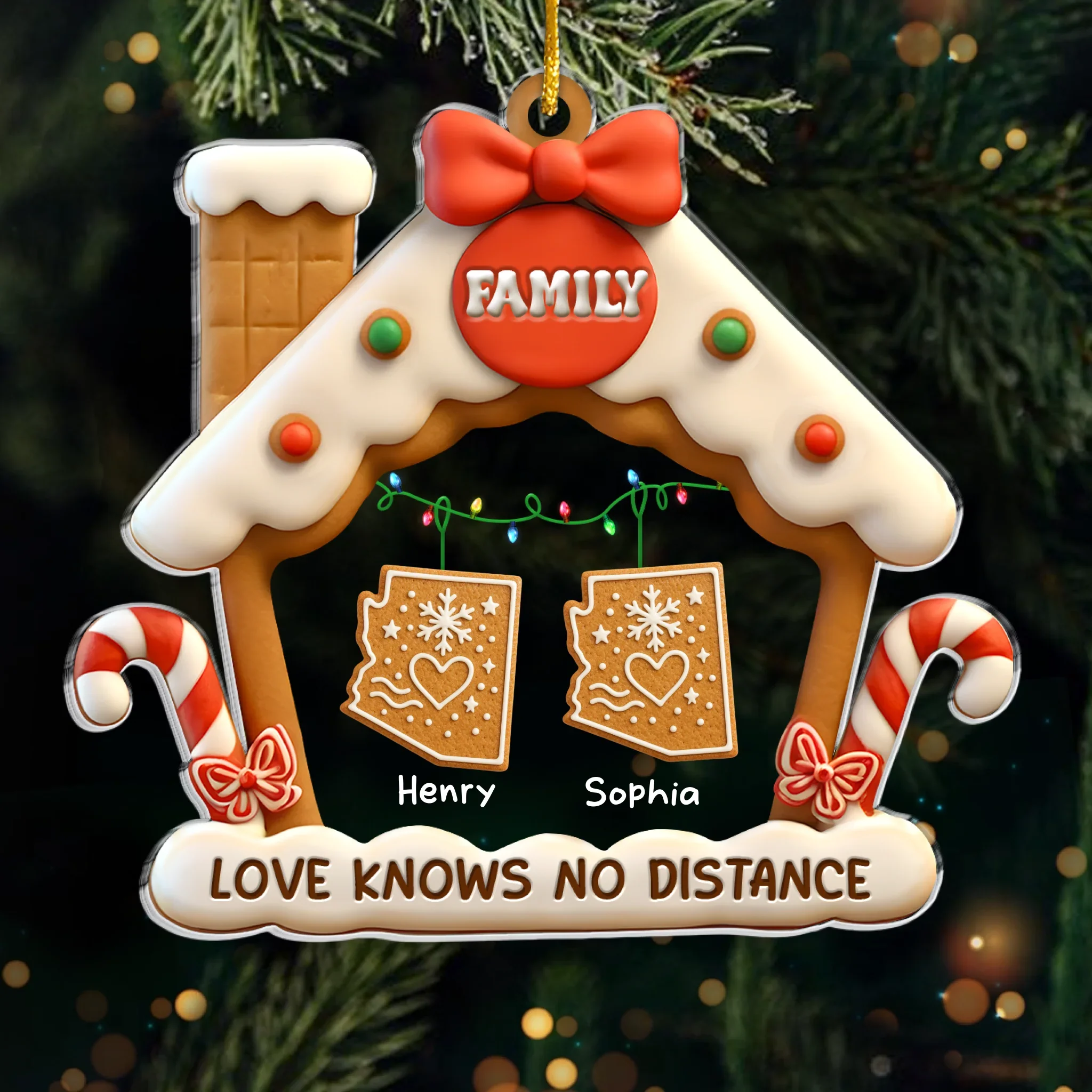 Custom Long Distance Acrylic Ornament - Personalized Christmas Birthday Gifts For Mom, Dad, Kids - Always Together, No Matter Where - Robaser