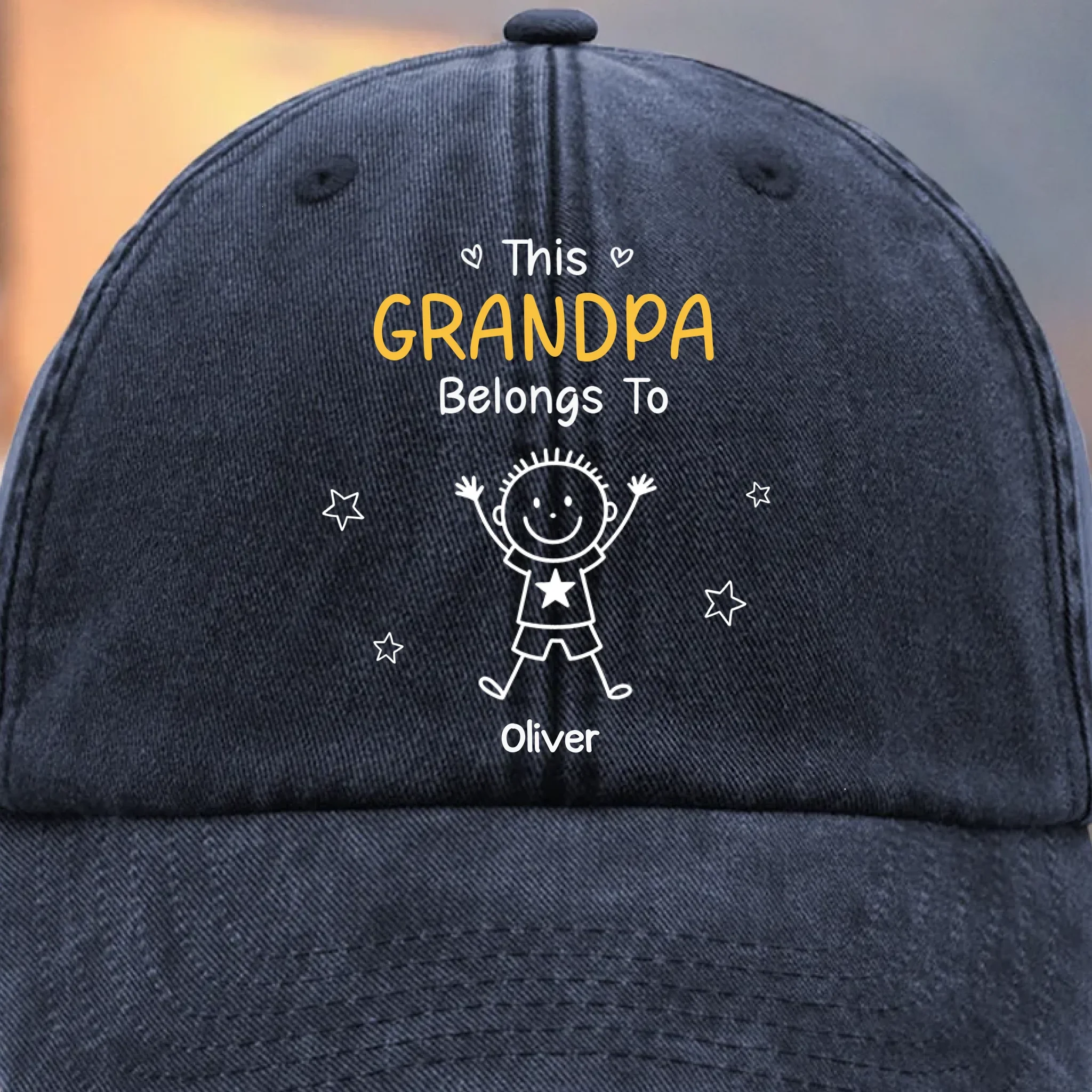 Custom Vintage Washed Denim Baseball Cap - Personalized Birthday Gifts For Dad, Grandpa - My Crew Makes Me Smile - Robaser