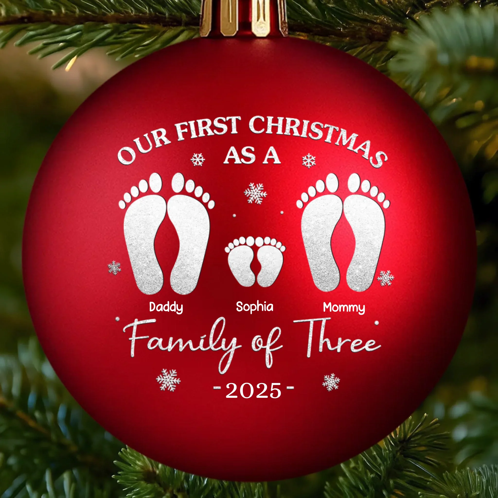 Custom First Christmas Colored Ball Ornament - Personalized Christmas Birthday Gifts For Mom, Dad, Brother, Sister, Kids - Love Never Leaves - Robaser