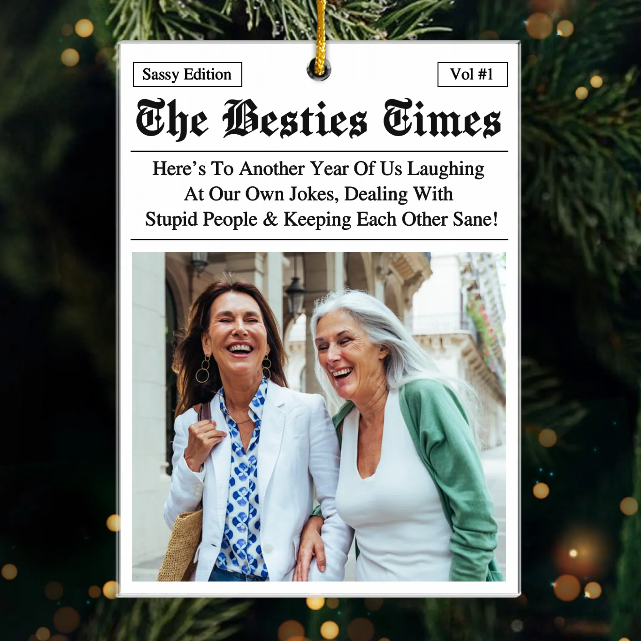 Custom Photo Acrylic Ornament - Personalized Christmas Best Friend Birthday Gifts For Women, Besties, Sisters, BFF - World  s Okayest Adults - Robaser