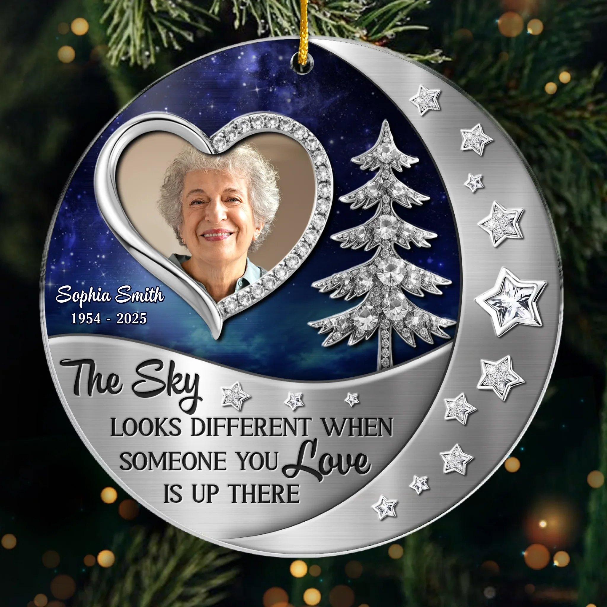 Custom Photo Acrylic Ornament - Personalized Christmas Memorial Sympathy Gifts For Loss Of Mom, Dad - In Our Hearts Forevermore - Robaser