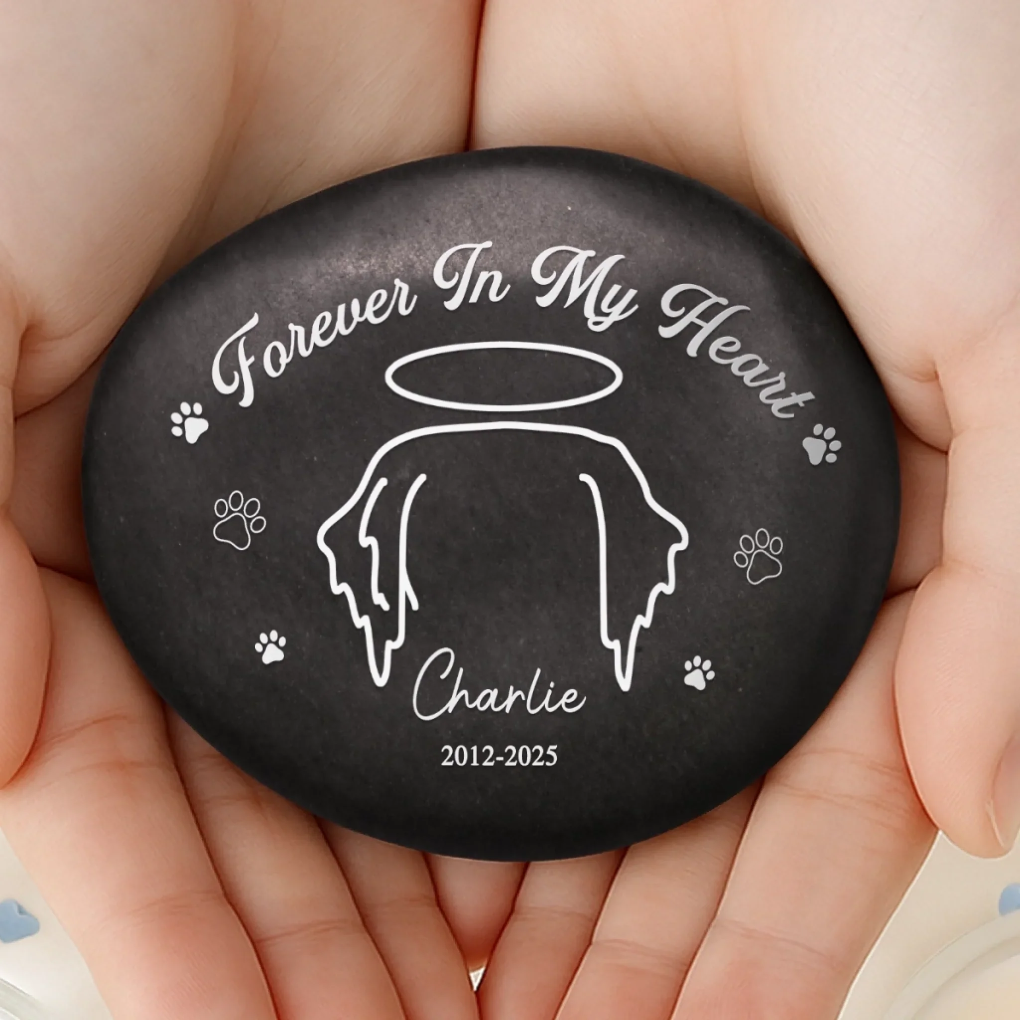 Custom Printed Rock - Personalized Pet Memorial Gifts For Dogs, Cats - Always Remembered, Forever Loved - Robaser