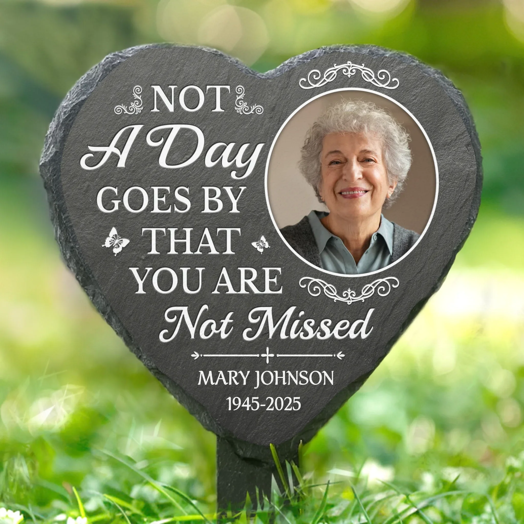 Custom Photo Garden Stone Stake - Personalized Memorial Sympathy Gifts For Loss Of Mom, Dad - Your Love Still Surrounds Me - Robaser