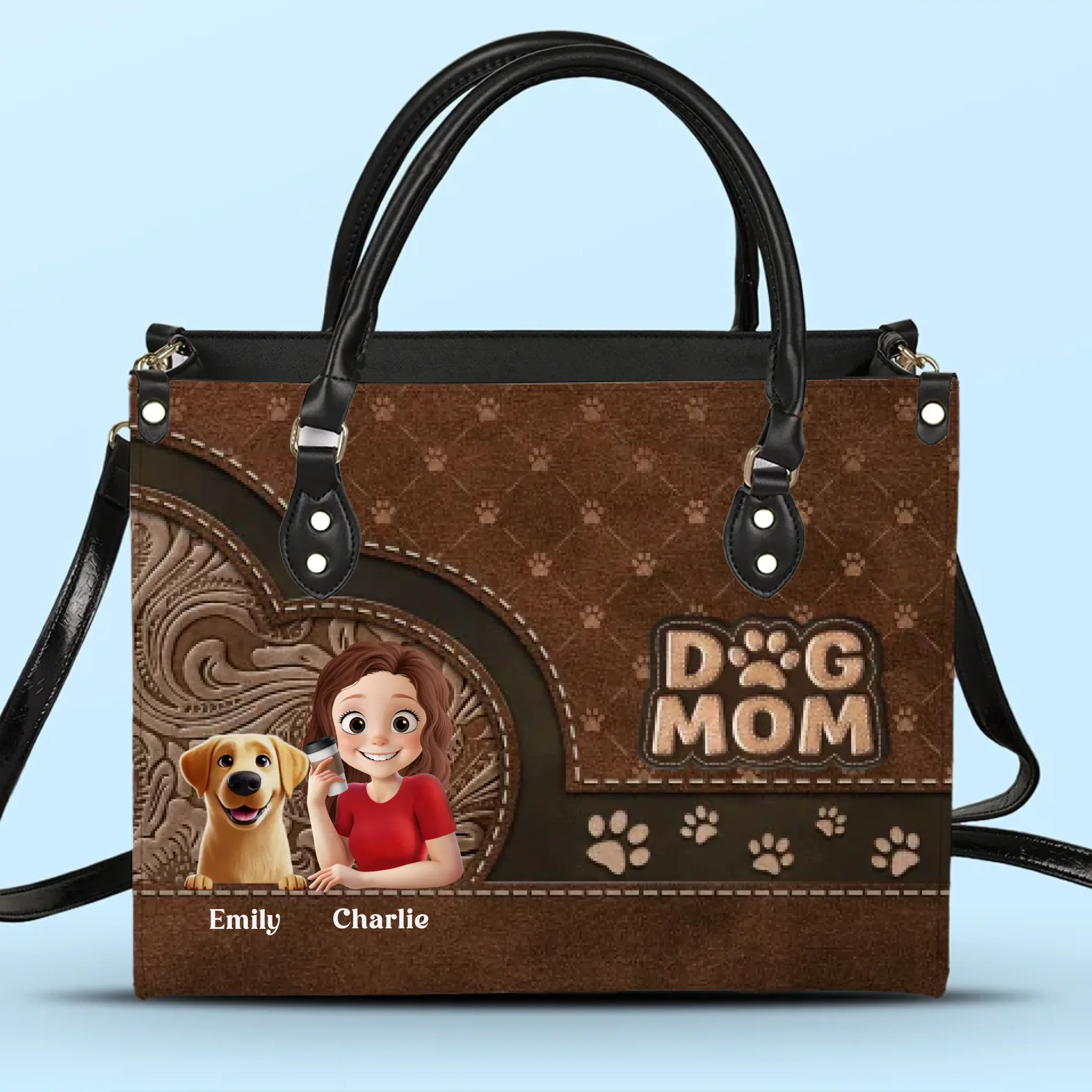 Just A Girl And Her Pup - Dog Personalized Custom Leather Handbag - Mother's Day, Gift For Pet Owners, Pet Lovers - Robaser