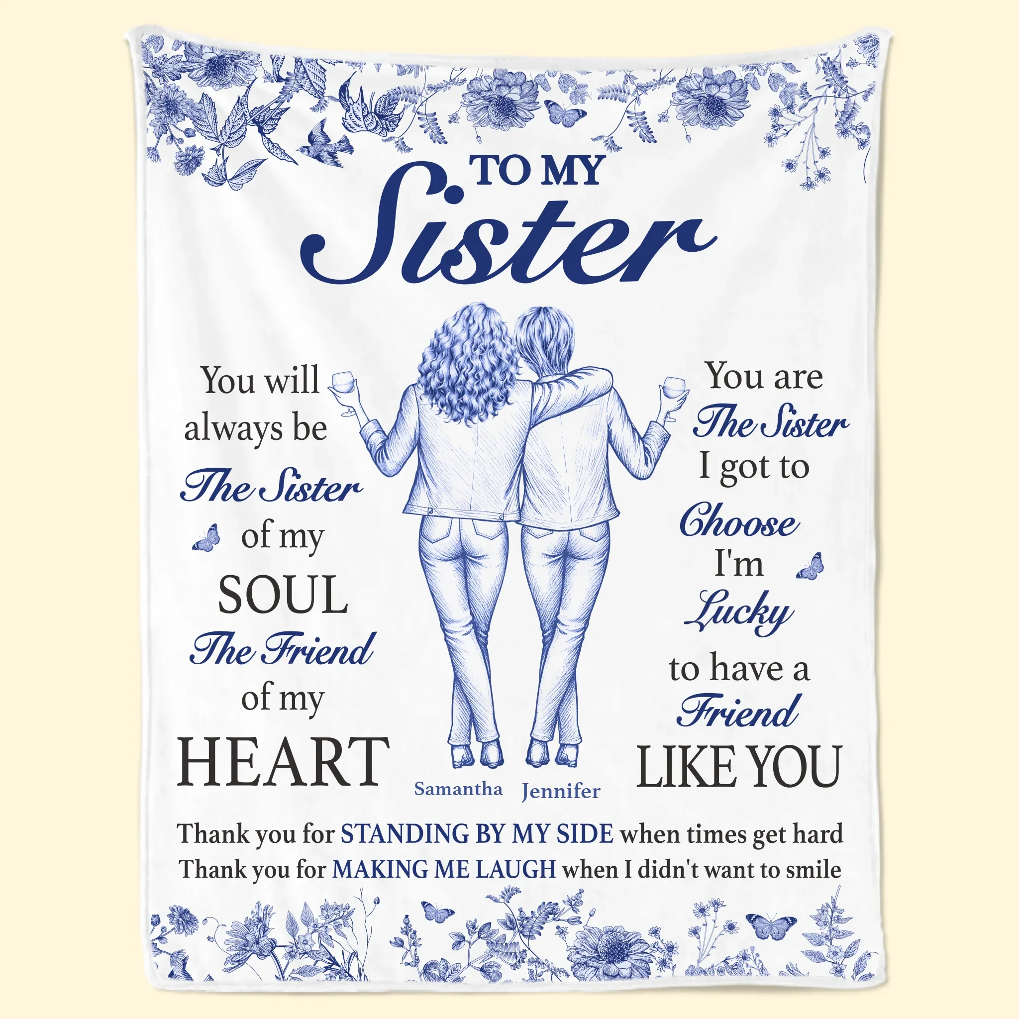 Custom Blanket - Personalized Best Friend Birthday Gifts For Women, Besties, Sisters, BFF - Lucky To Have A Friend Like You - Robaser