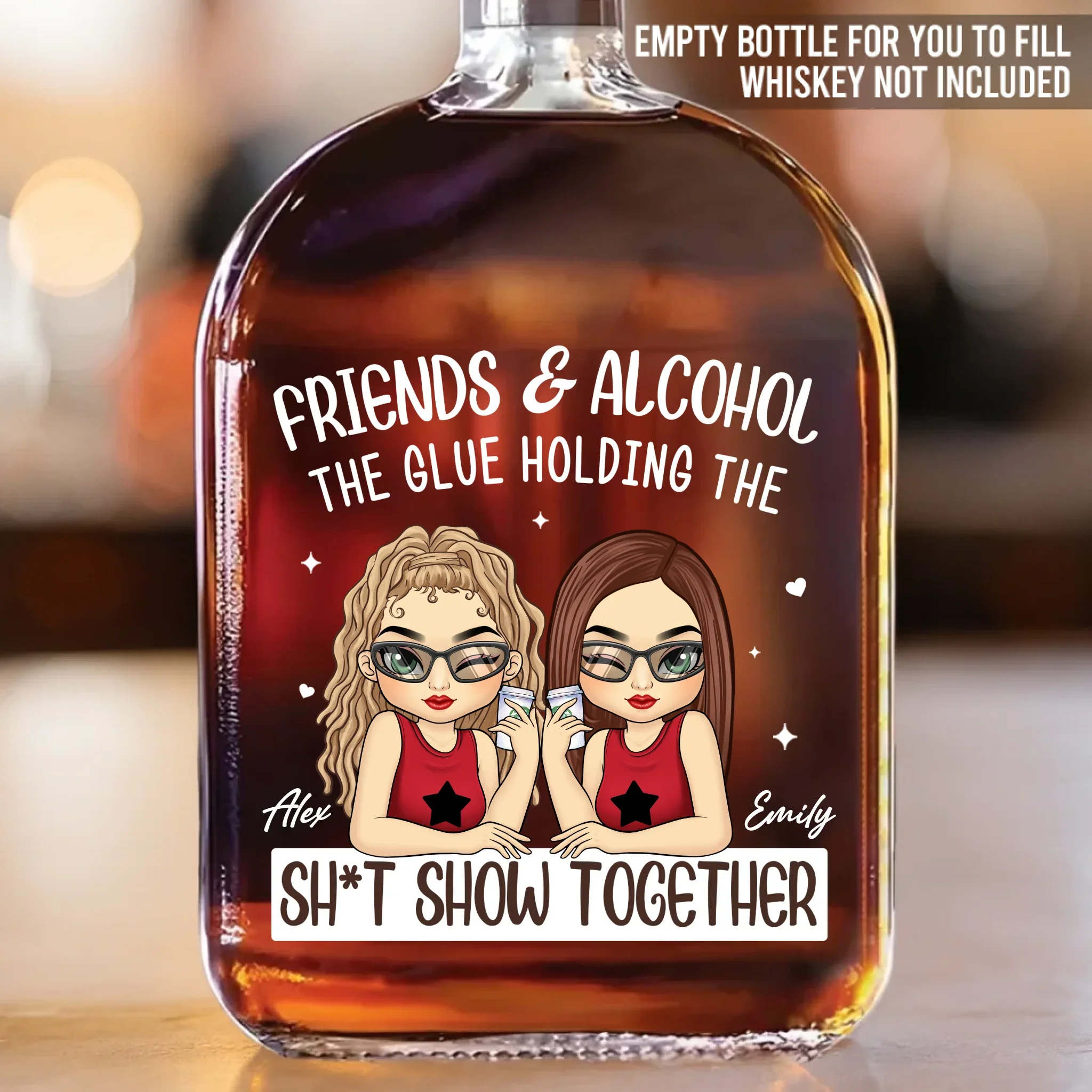 Custom Whiskey Bottle - Personalized Best Friend Birthday Gifts For Women - Partners In Wine - Robaser