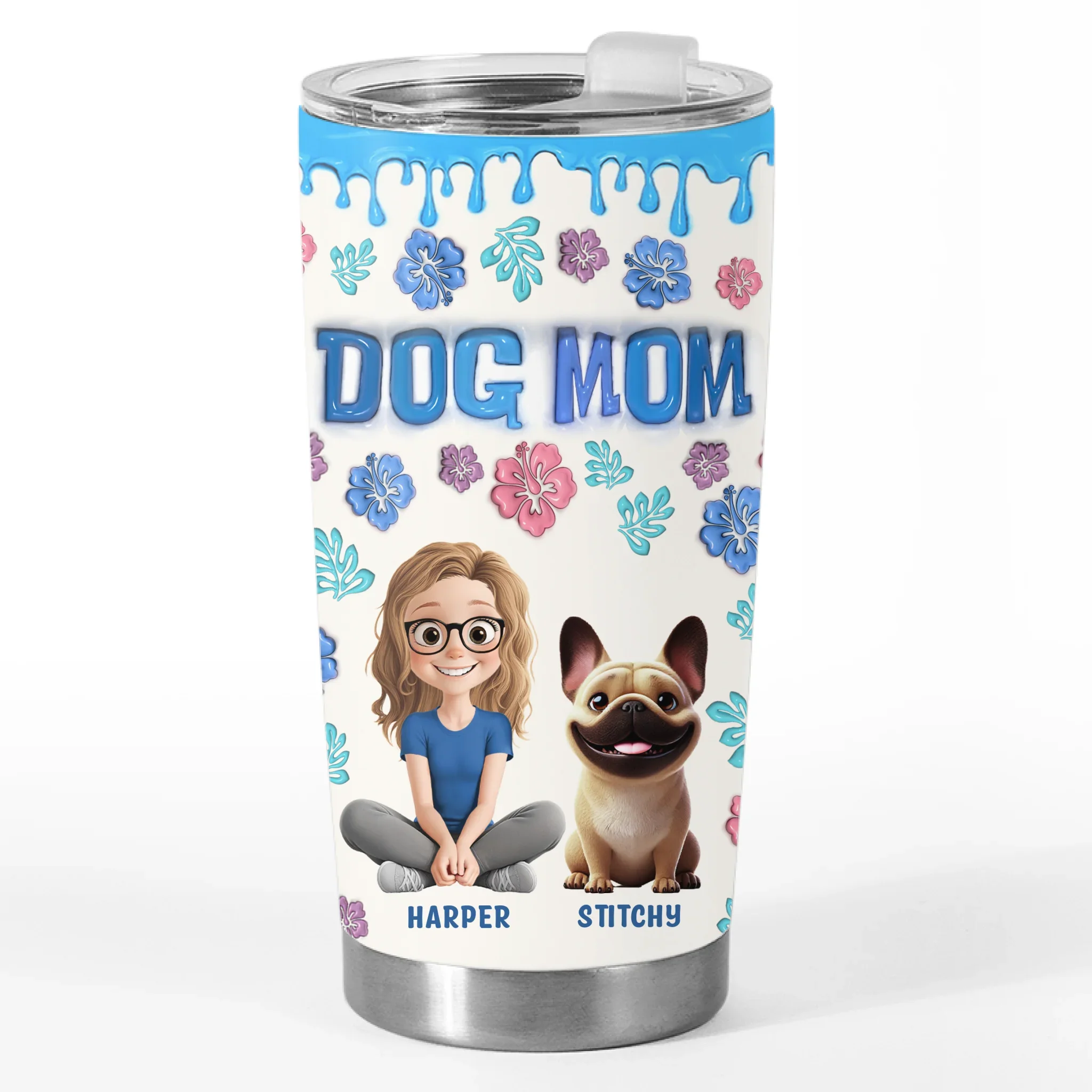 Custom 3D Inflated Effect Printed Tumbler - Personalized Birthday Gifts For Dog Lovers, Dog Dad And Mom - Best Dogs Mom Ever - Robaser
