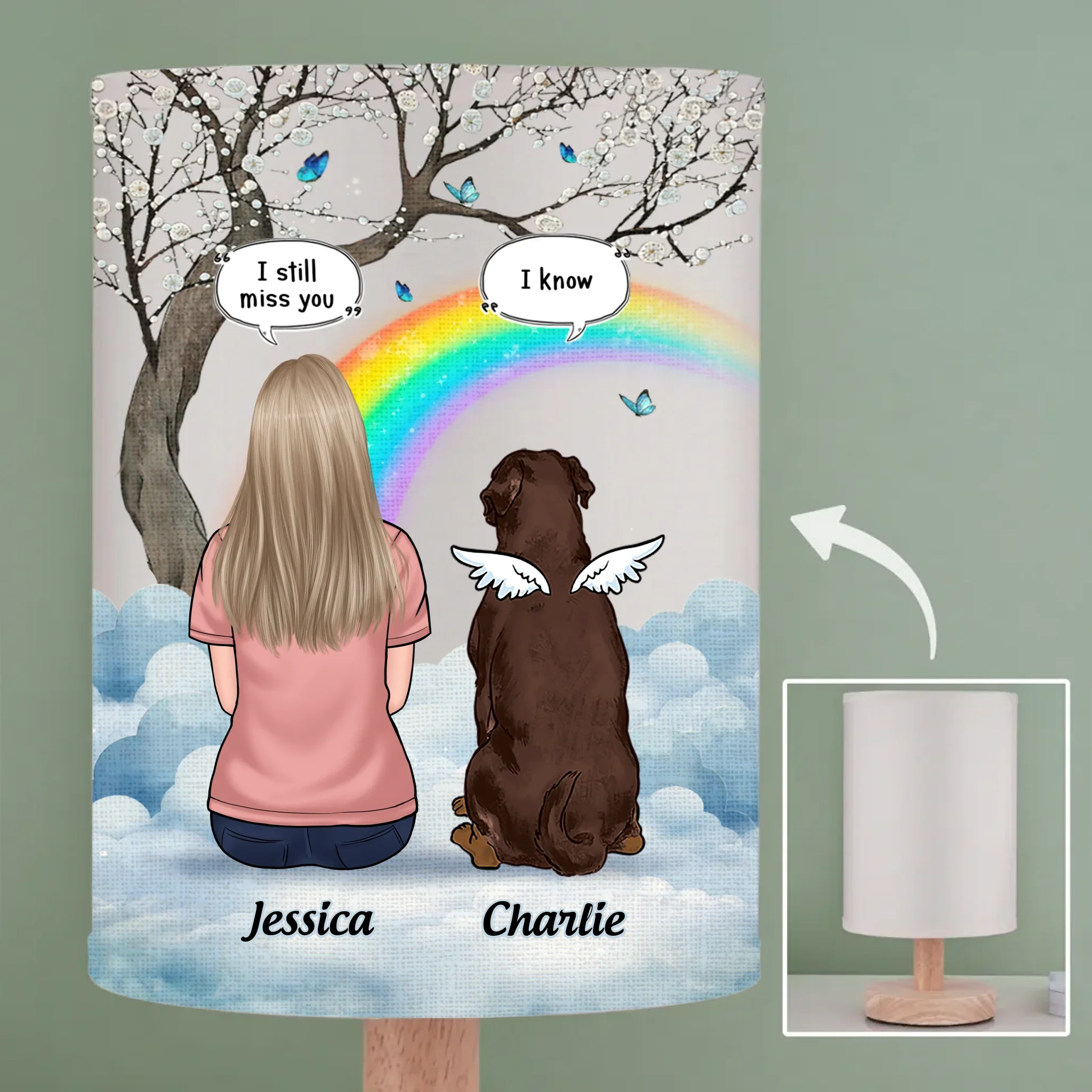 Your Pawprints Are Forever On My Heart - Memorial Personalized Custom Linen Bedside Table Lamp - Sympathy Gift For Pet Owners, Pet Lovers - Robaser