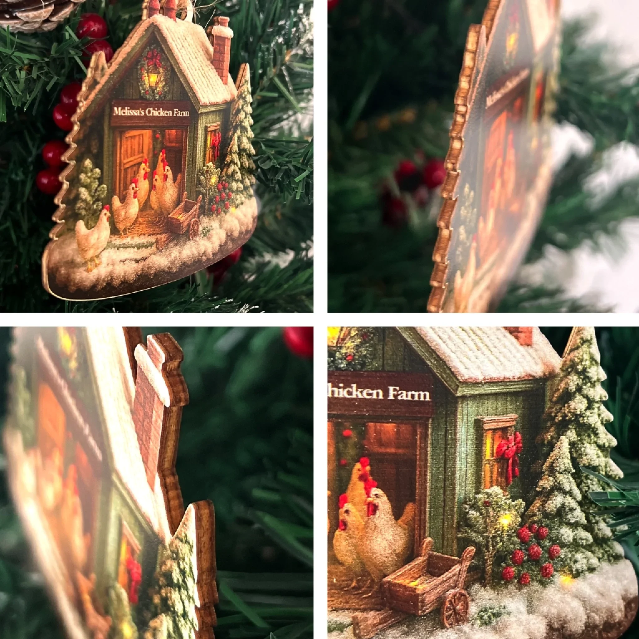 Custom Wood Ornament - Personalized Christmas Birthday Gifts For Women, Men - Chicken Love, Farm Life, Christmas Joy - Robaser