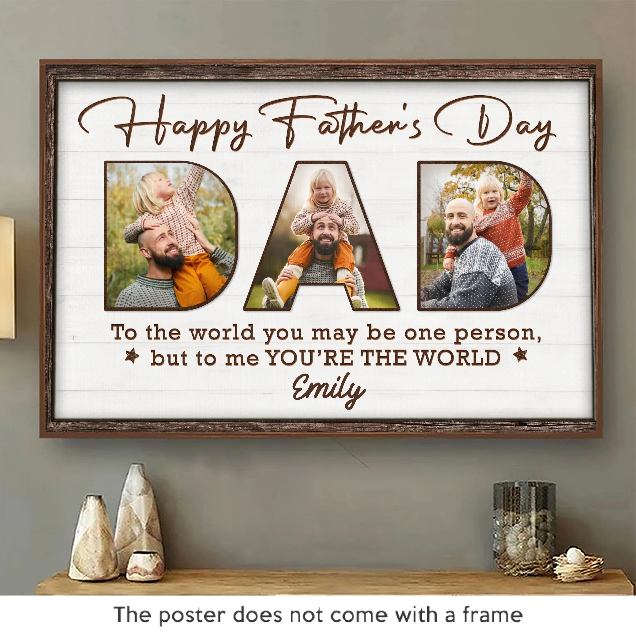 Custom Photo You Make Our World Complete - Family Personalized Custom Horizontal Poster - Father's Day, Gift For Dad, Grandpa - Robaser